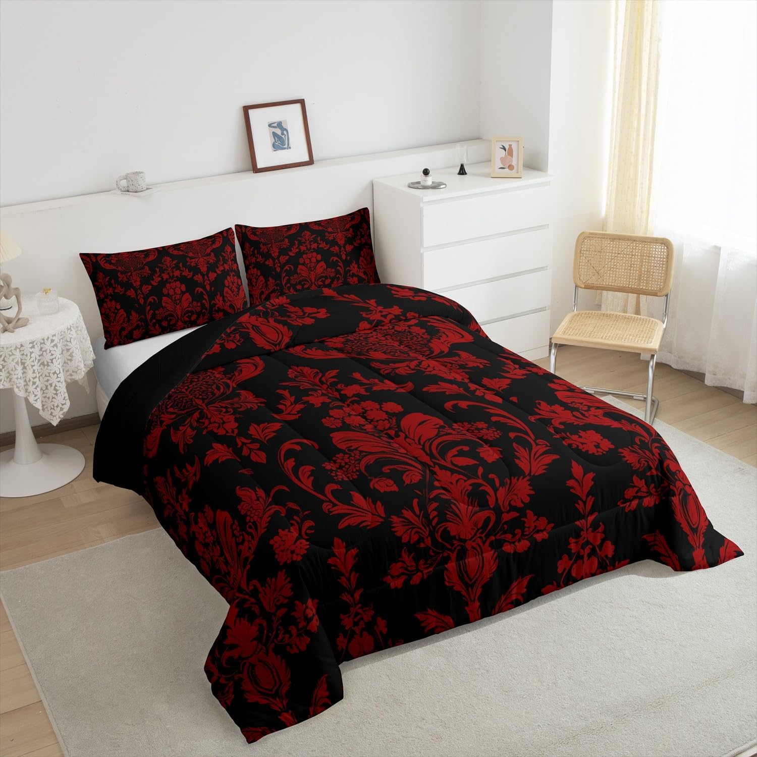 Feelyou King Size Damask Floral Comforter Set