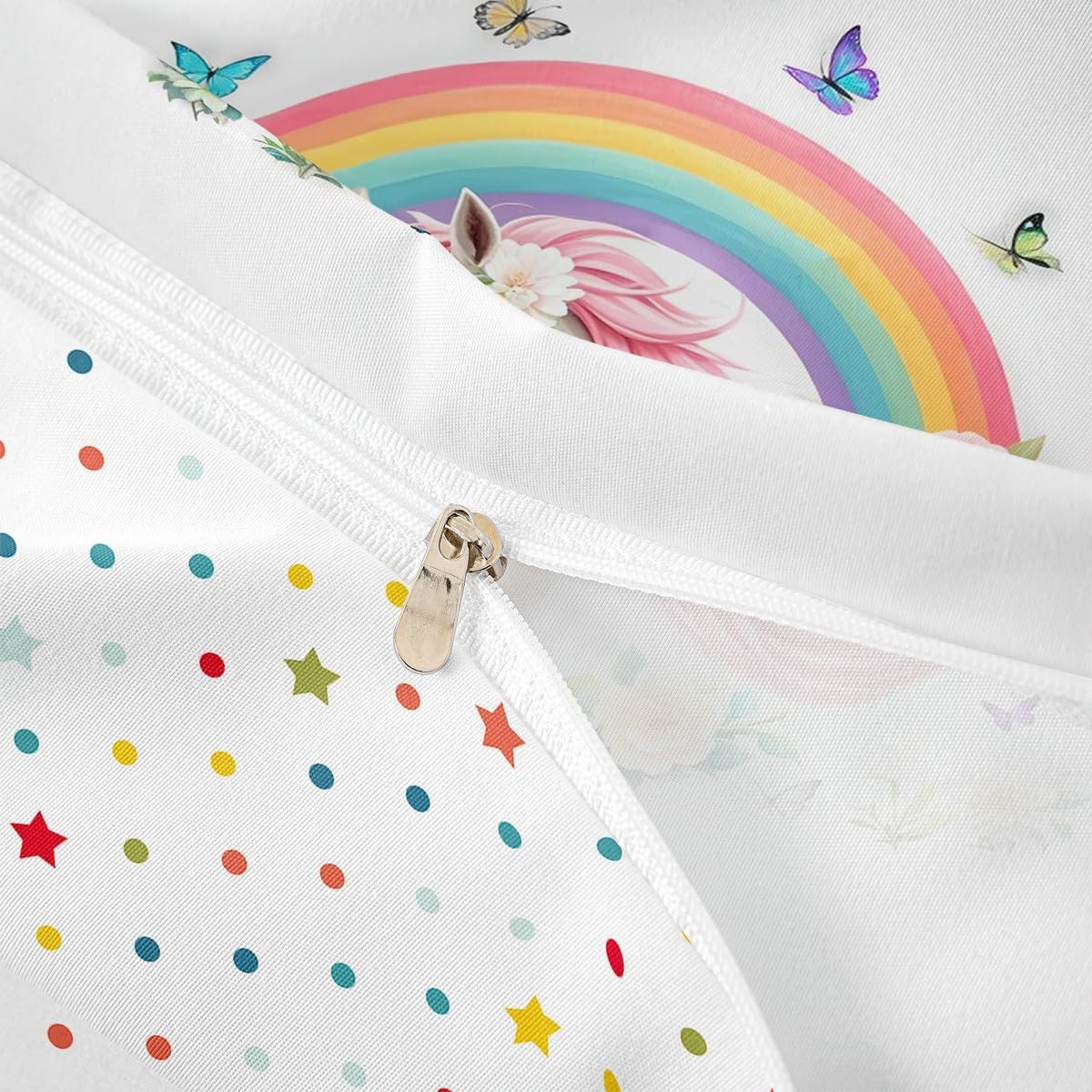 jejeloiu Rainbow Horse Duvet Cover Set