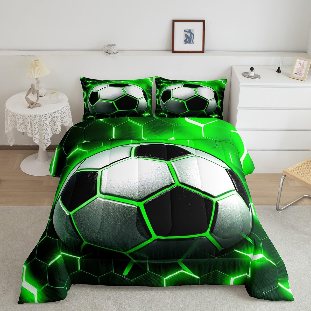 Soccer Print Comforter Set for Kids Boys Girls 1