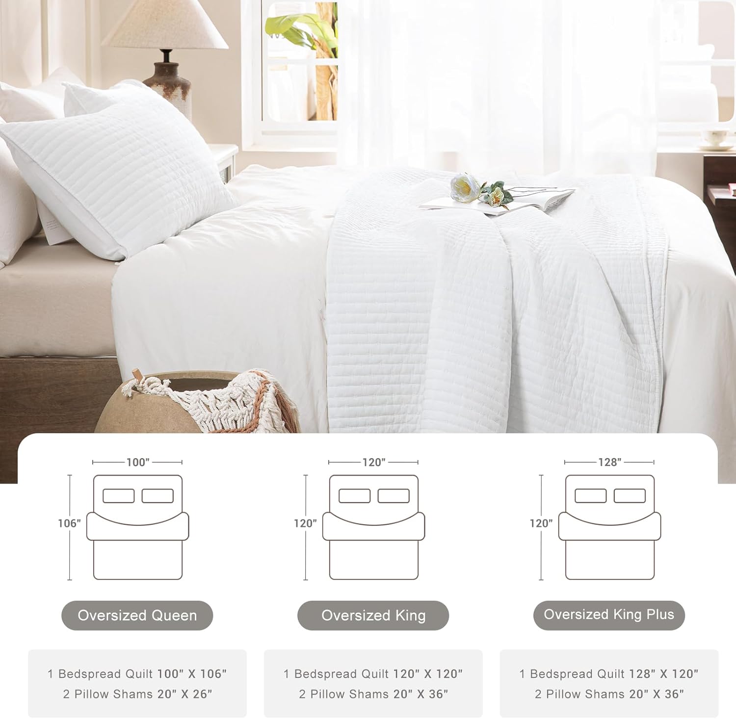 Masaca Oversized King Bedspread Set 3 Pieces