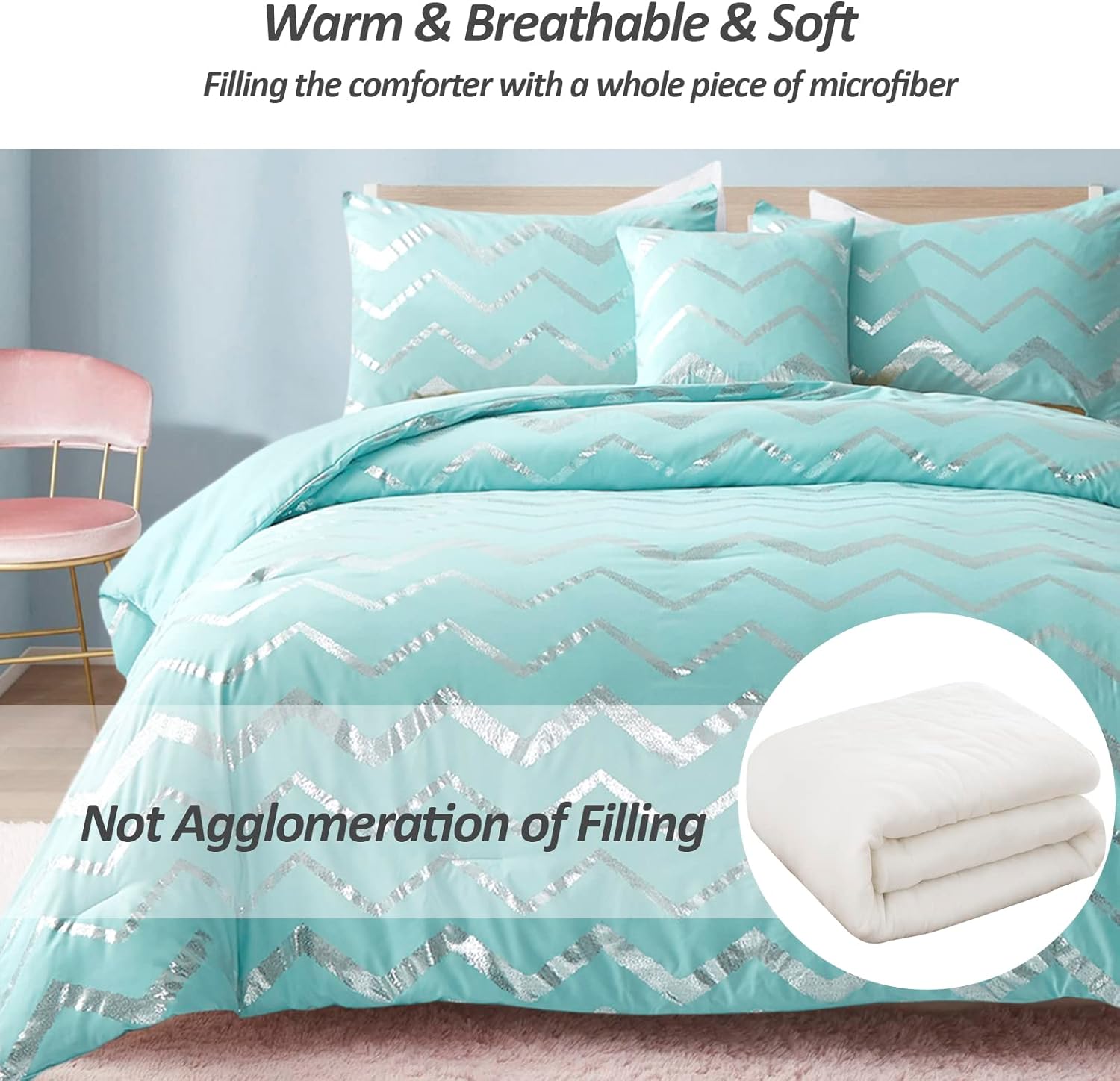 Menghomeus Aqua Comforter Set Queen Size