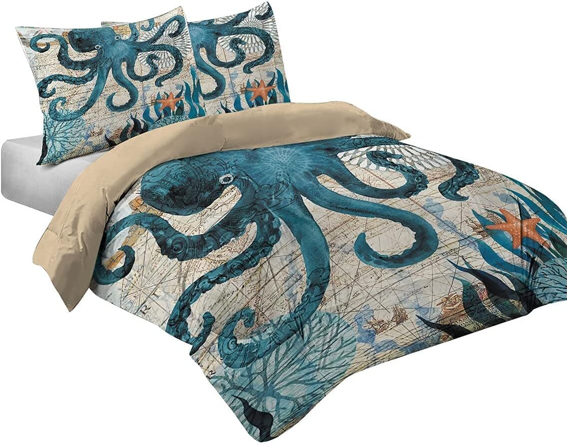 MUSOLEI Ocean Themed Comforter Set Queen Size