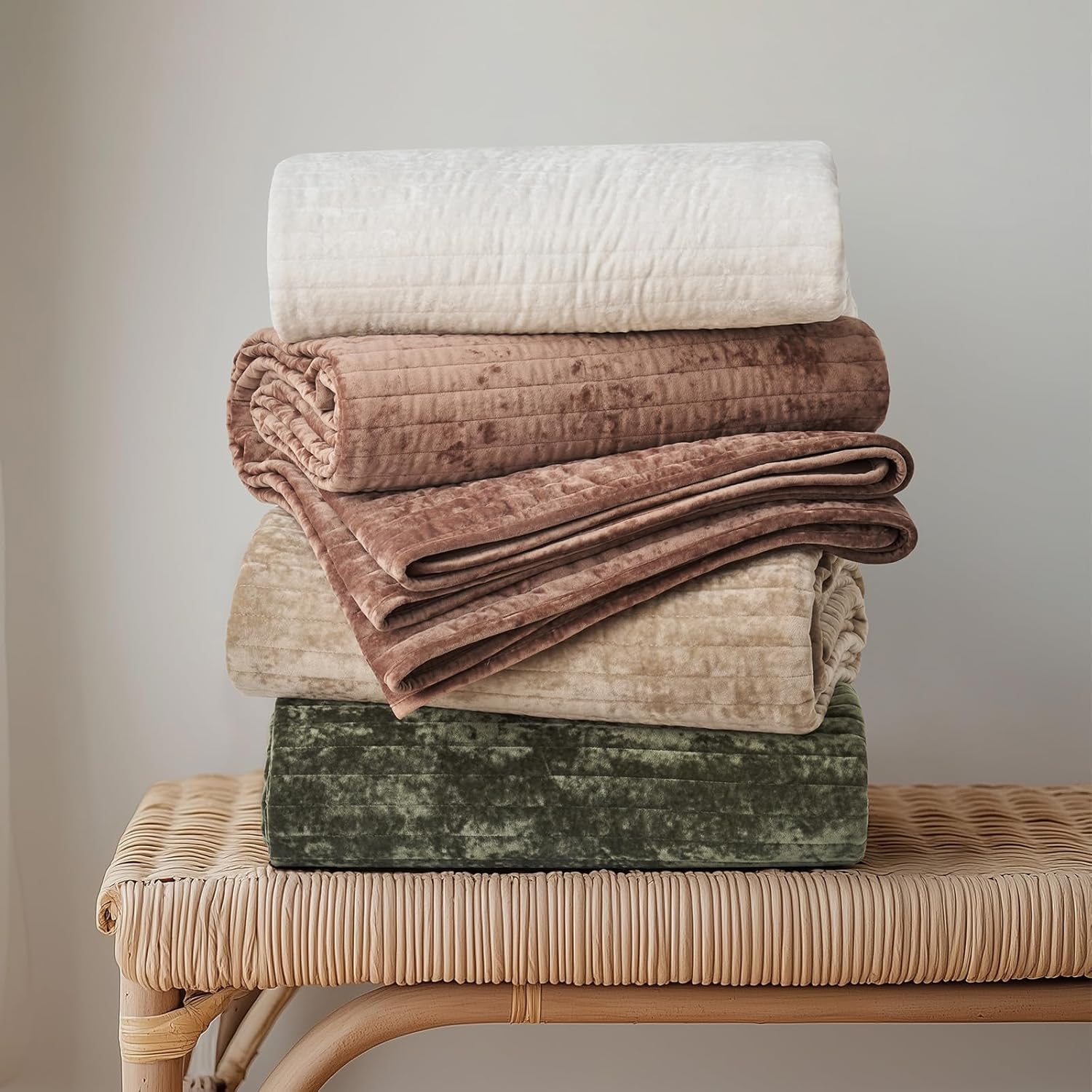 Evergrace Velvet Quilt Set King Size with Terracotta Clay