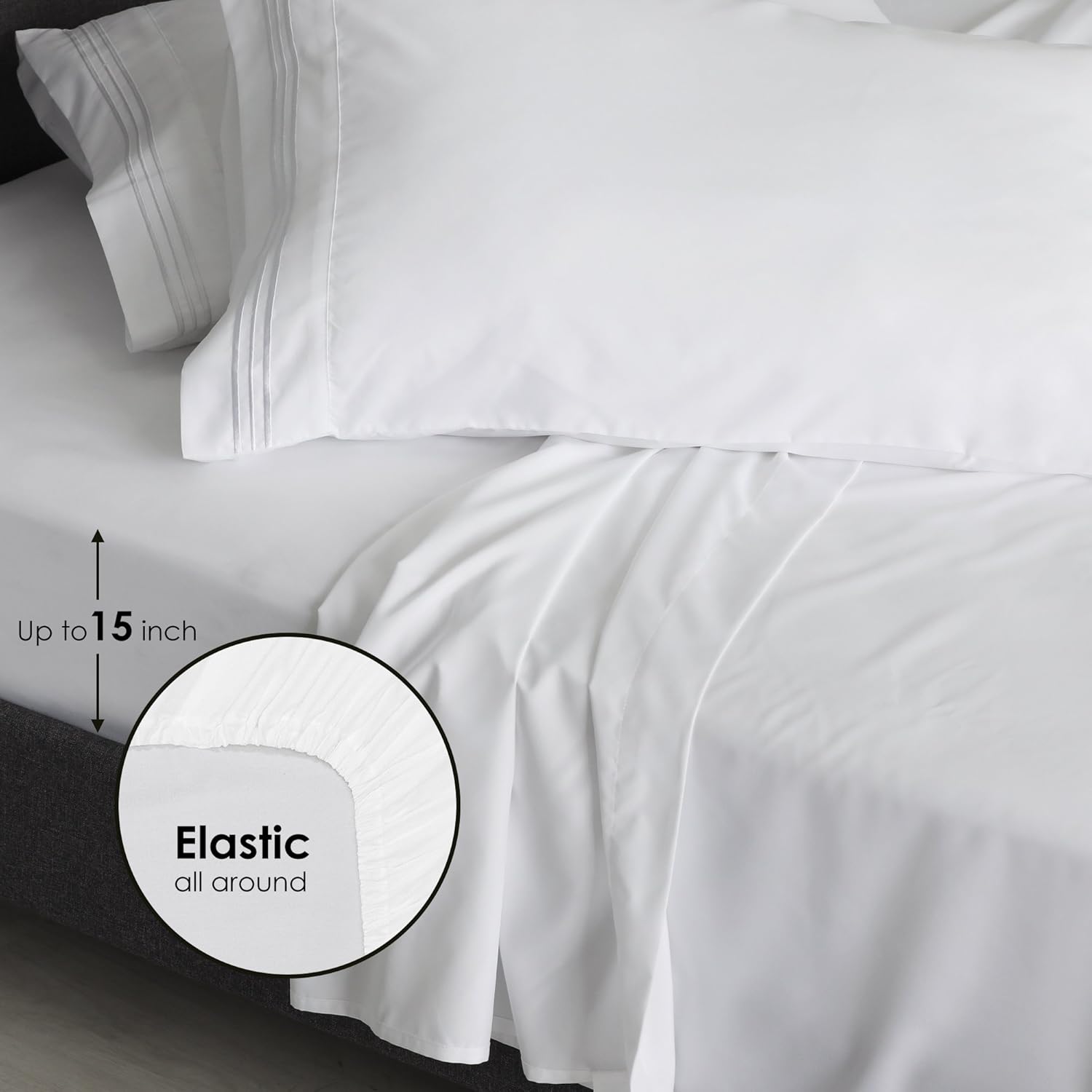 Furinno Angeland Vienne 3-Piece Microfiber Sheet Set Twin X-Large - Navy Blue