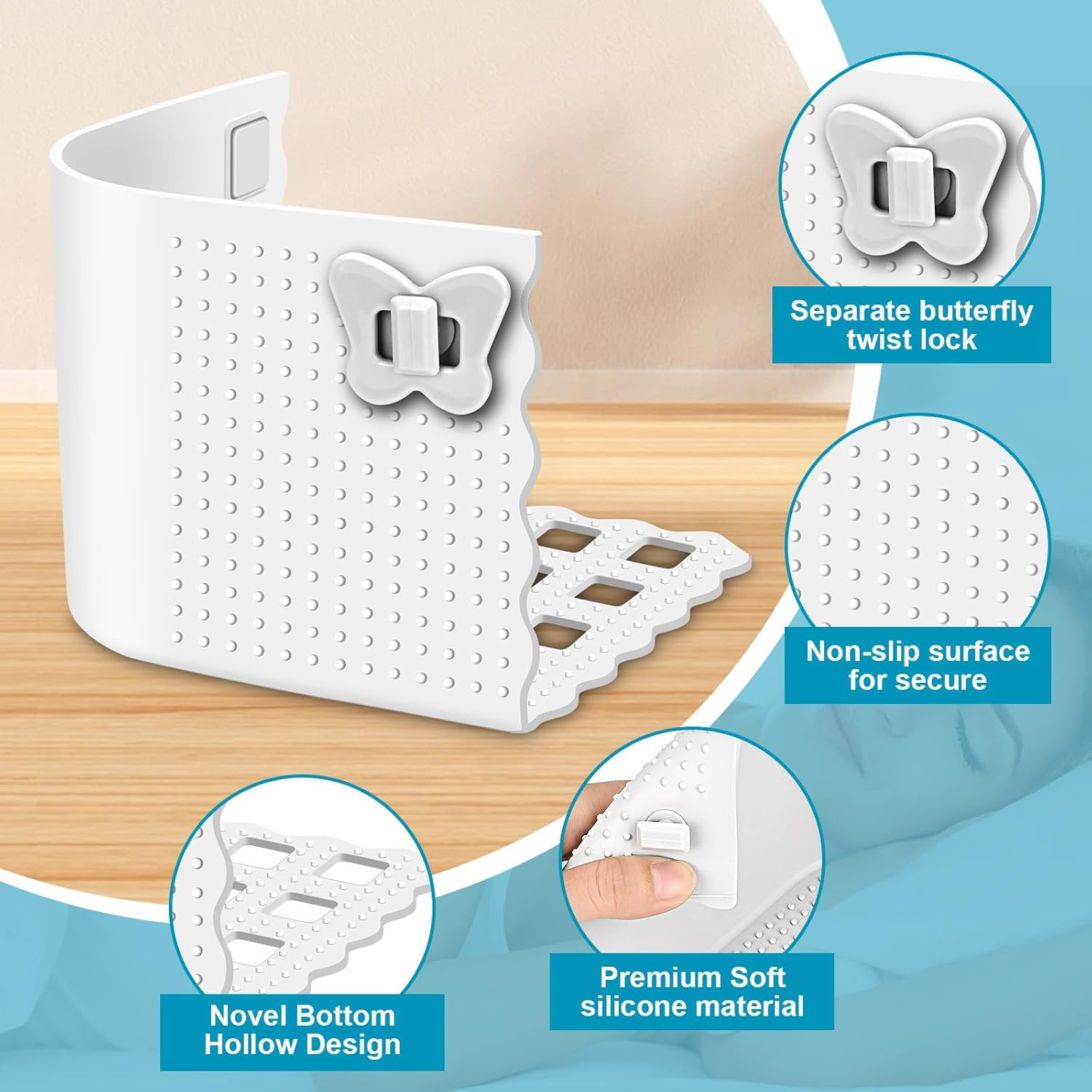 Adjustable Bed Sheet Holder with Patent Lock White