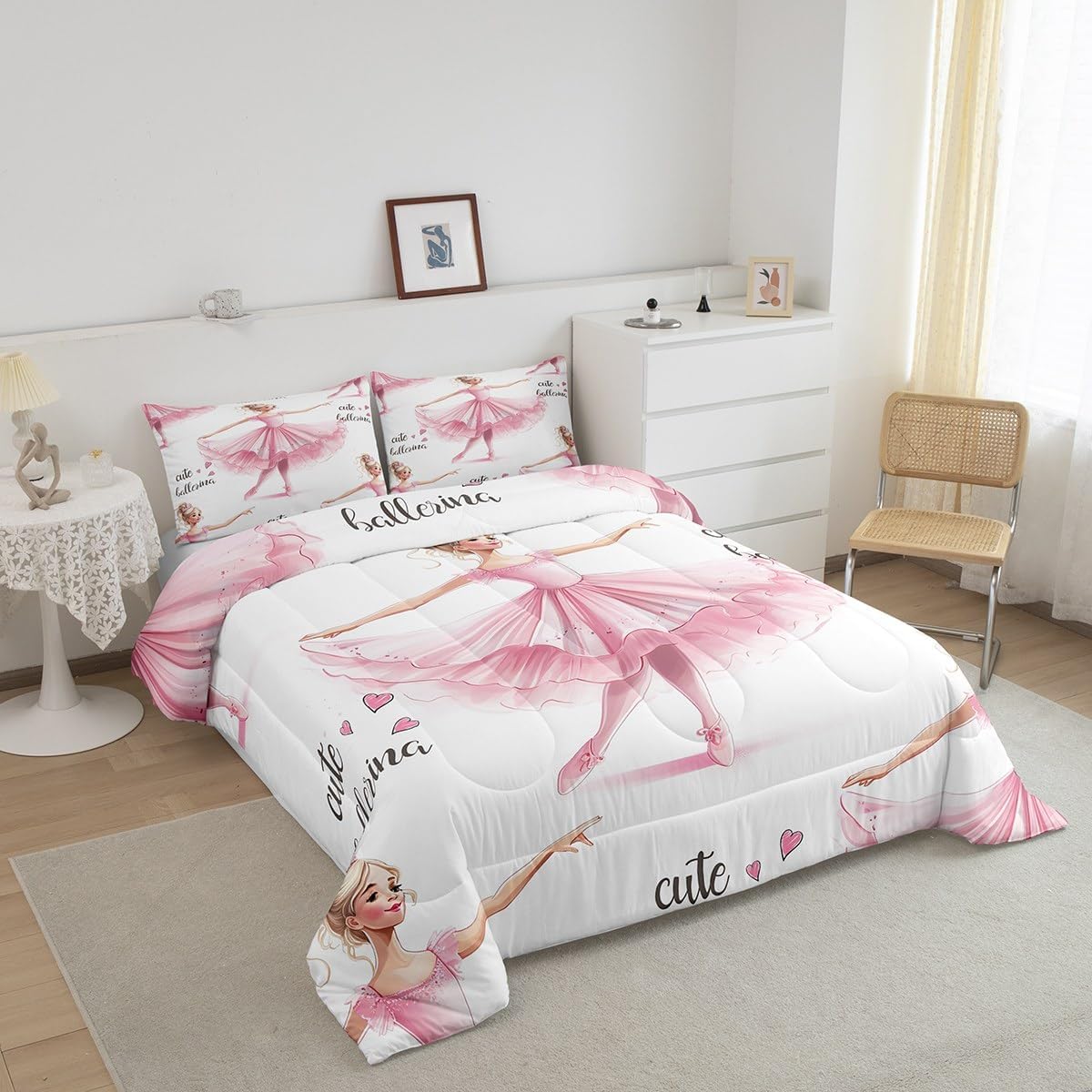 Erosebridal Cute Kawaii Princess Comforter Set 3 Piece