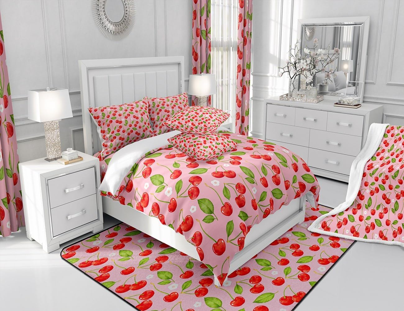 Jejeloiu Cherry Sheet Set King Size
