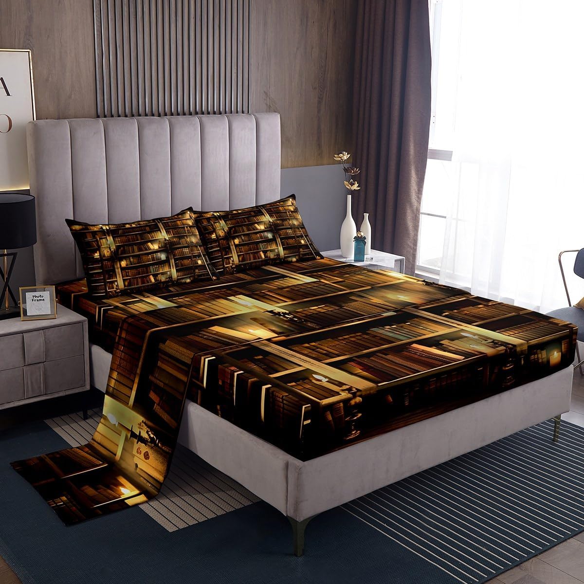 Jejeloiu King Size Bookshelf Sheet Set with Deep Pockets