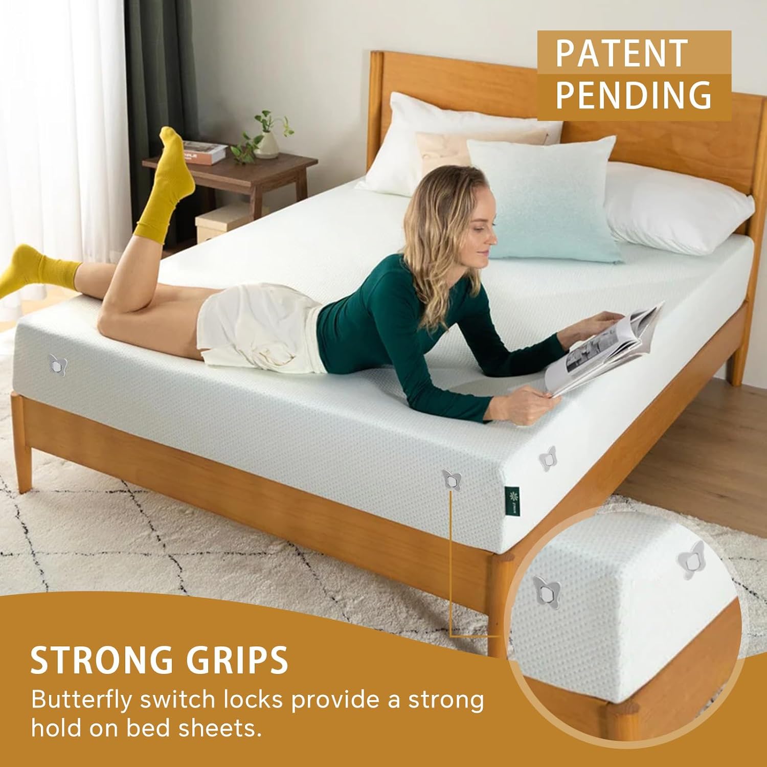 Ayadon Bed Sheet Holders for Corner with Sheet Locks