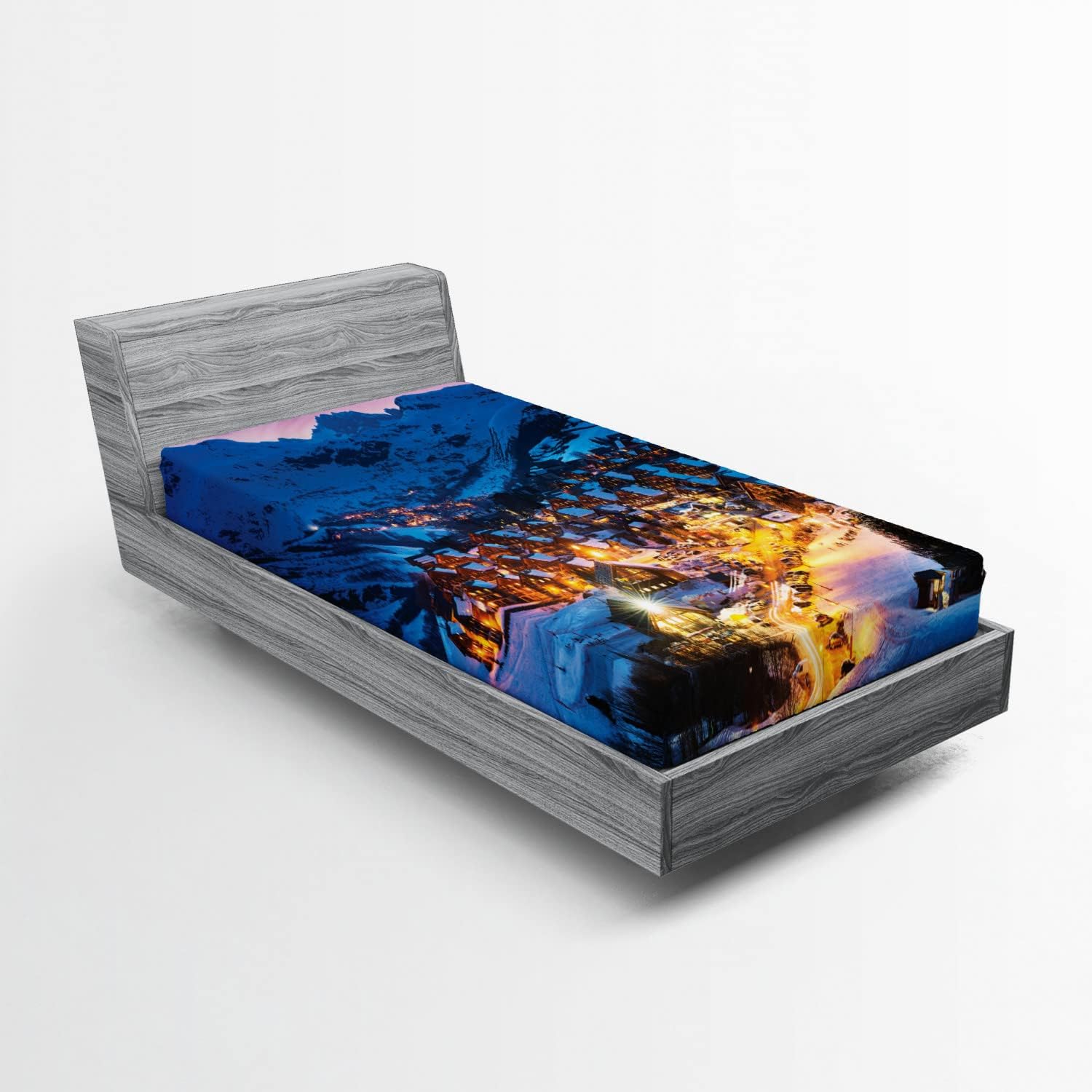 Lunarable Microfiber Sheet Set Blue Orange Print Twin XL Size