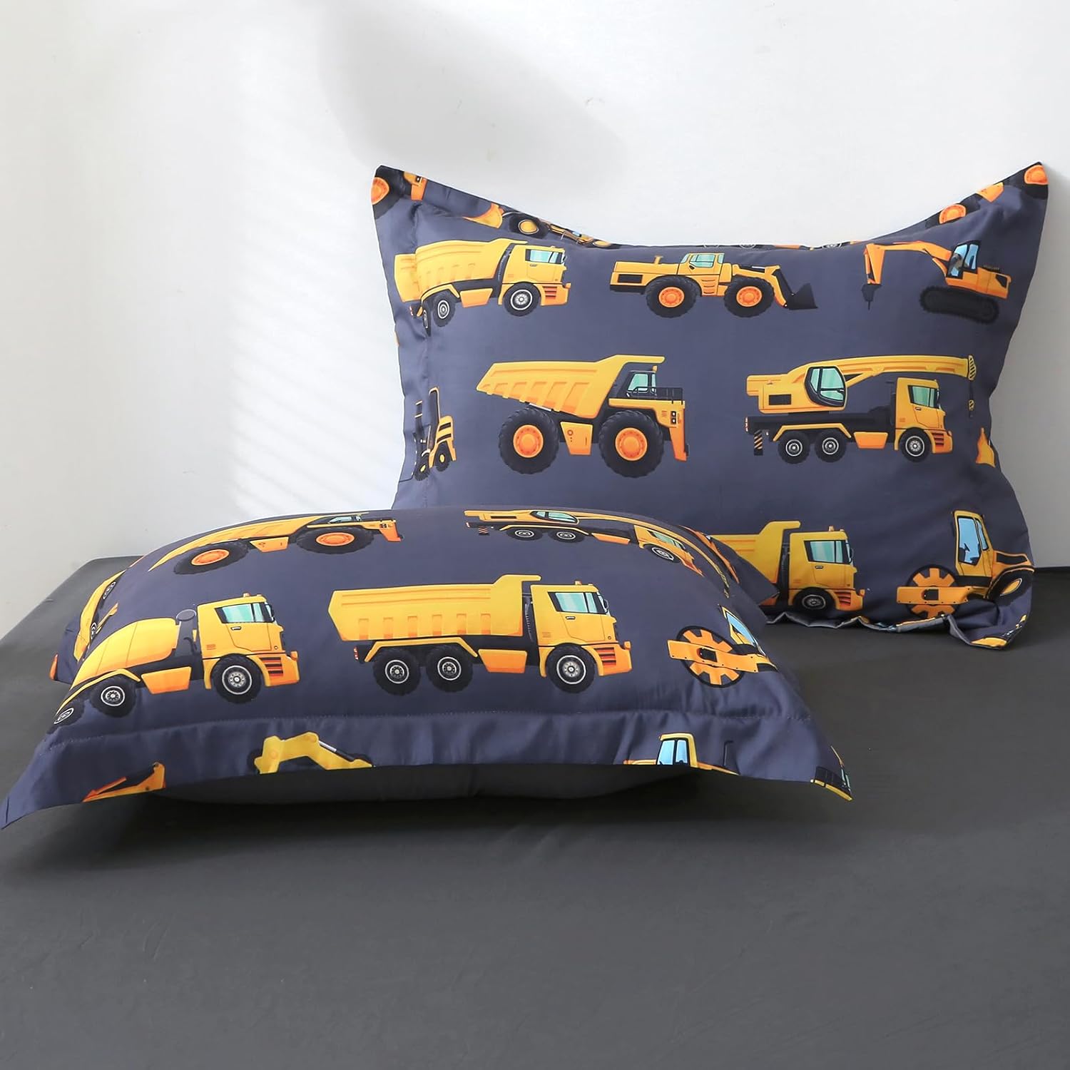 Wajade 7 Piece Construction Truck Kids Comforter Set Twin Size