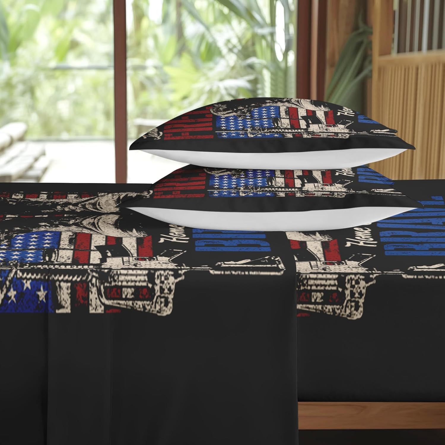 Pamnest King Size Bed Sheet Set with American Flag Design 1