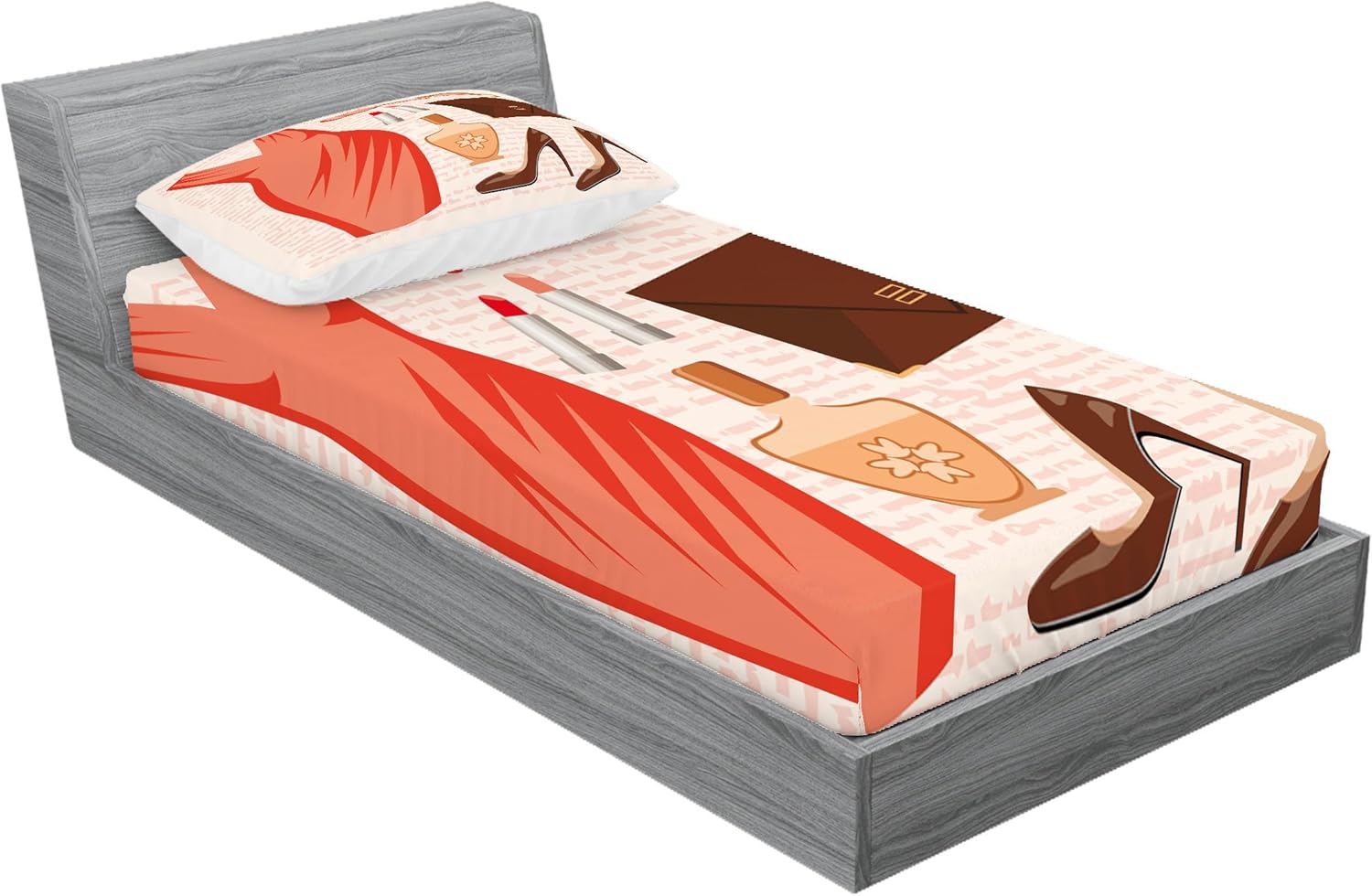 Ambesonne Salmon Brown Peach Sheet Pillowcase Set 1