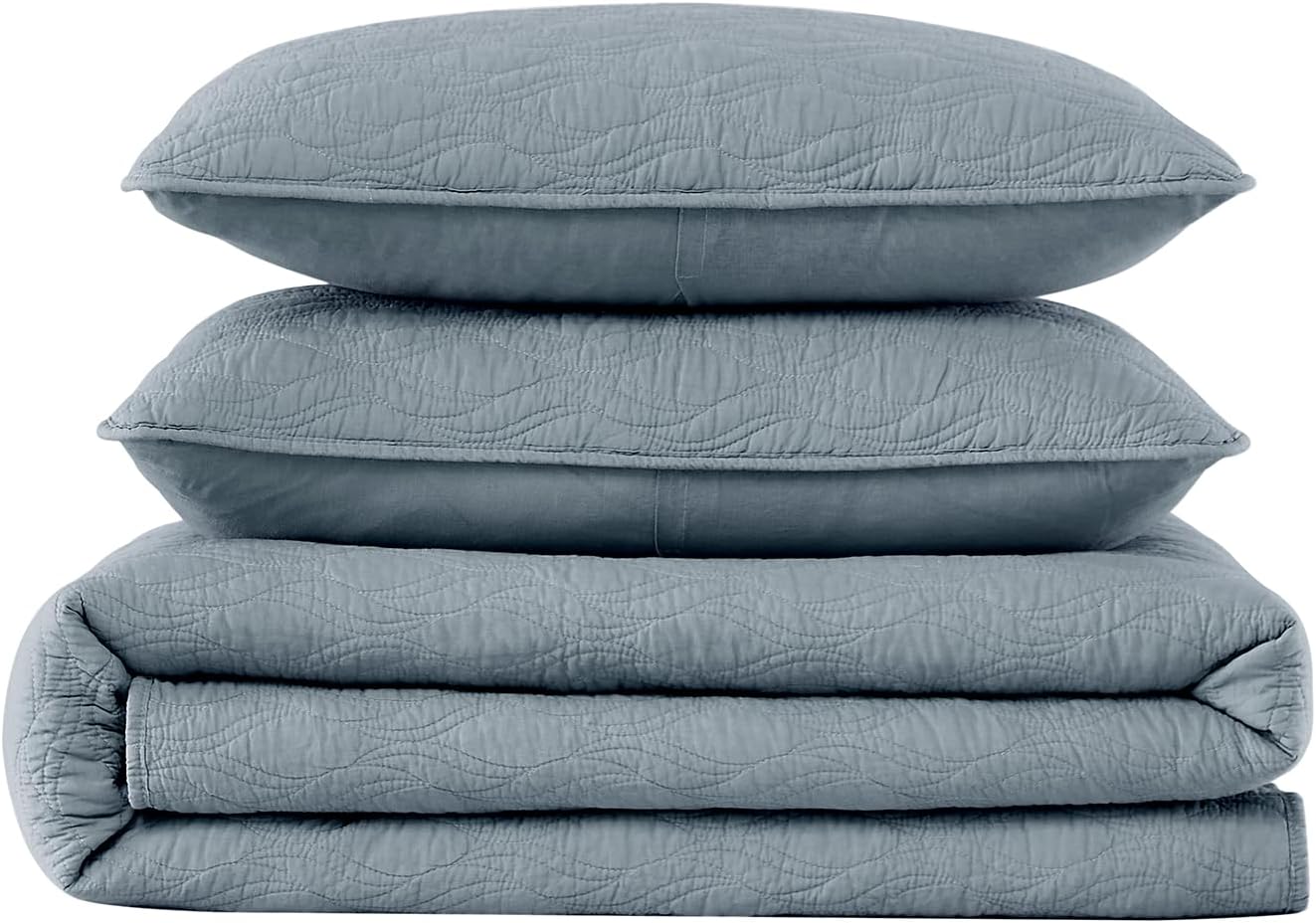 Palassio Blue Cotton Quilt Twin Set with Pillow Sham