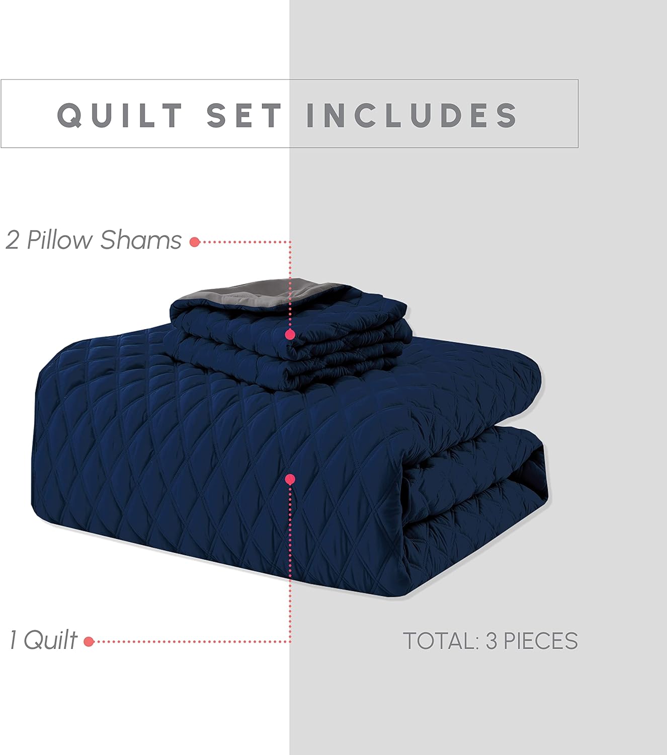 Elegant Comfort 3-Piece Reversible Quilt Set