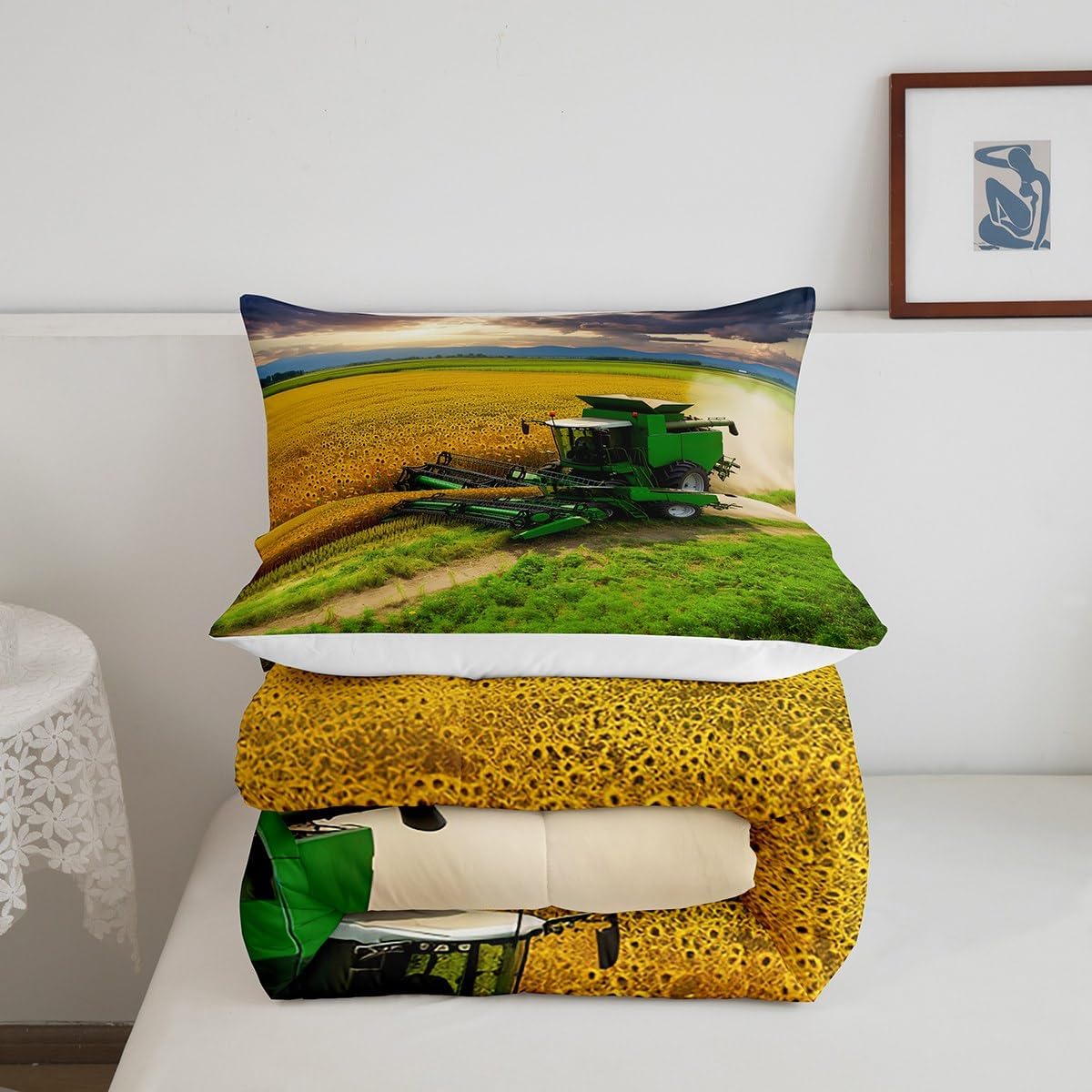 Jejeloiu Tractor Comforter Set for Kids