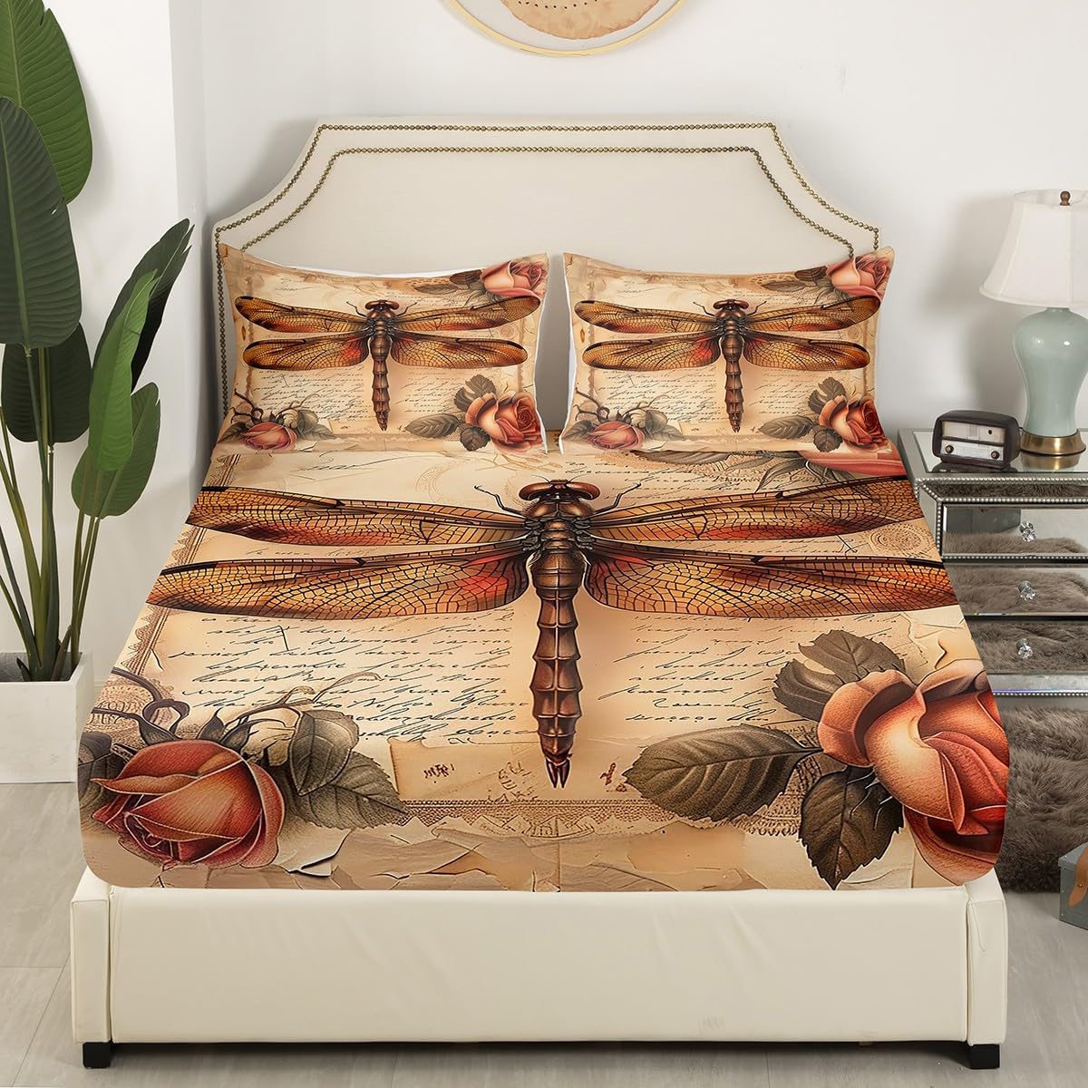 Manfei Dragonfly Fitted Sheet Set Twin Size