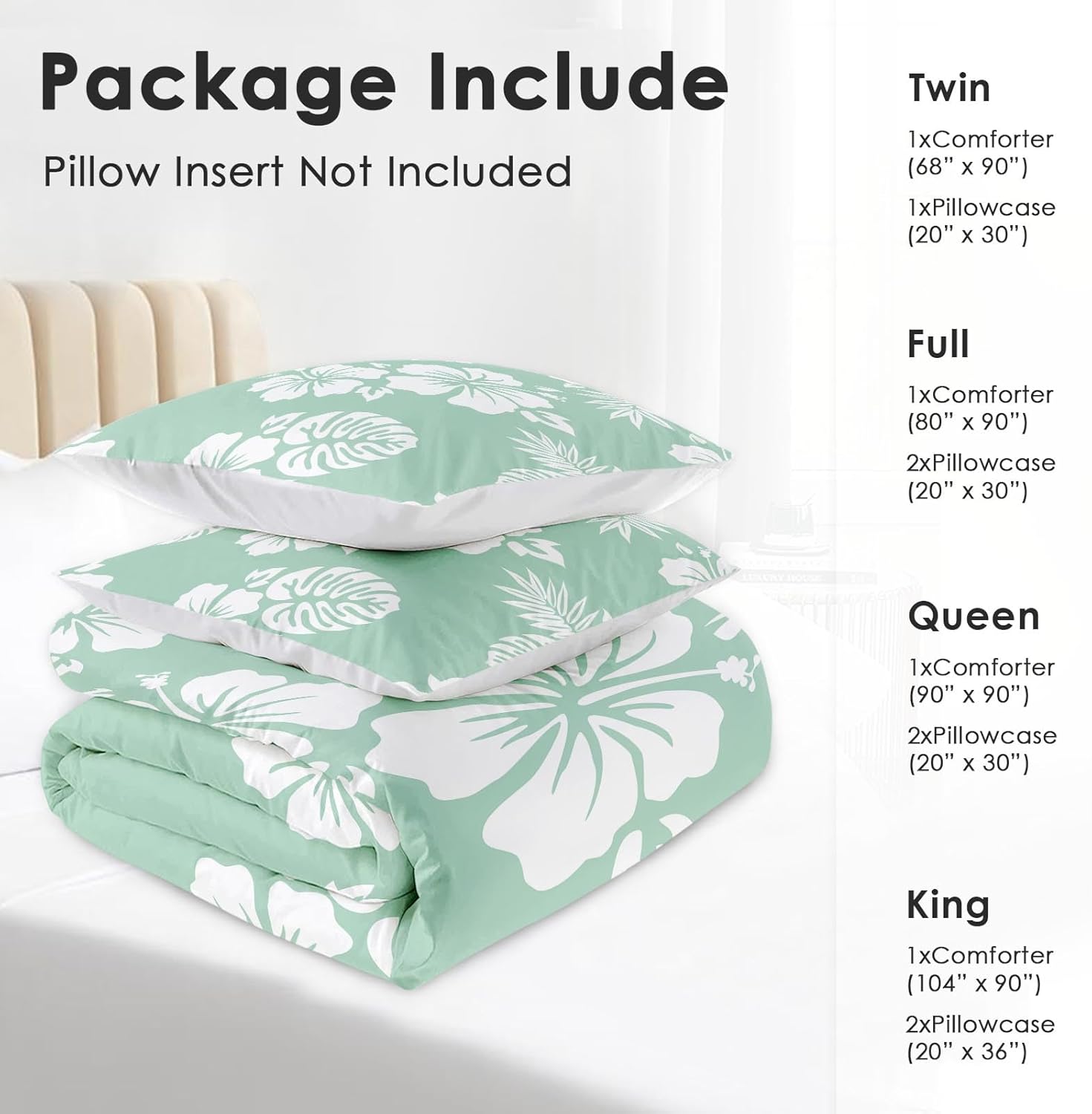 Hibiscus Surf Floral Comforter Set King Size 3 Pcs