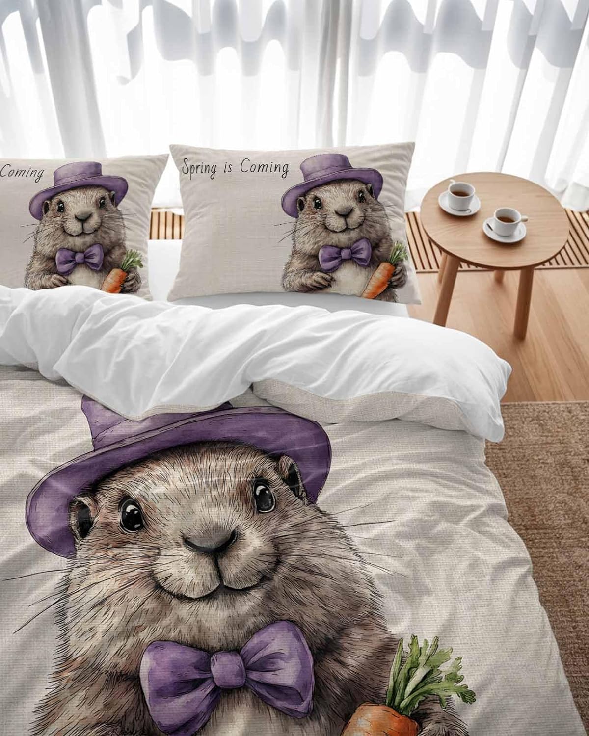 ZOE GARDEN Happy Groundhog Day Duvet Cover Set 1