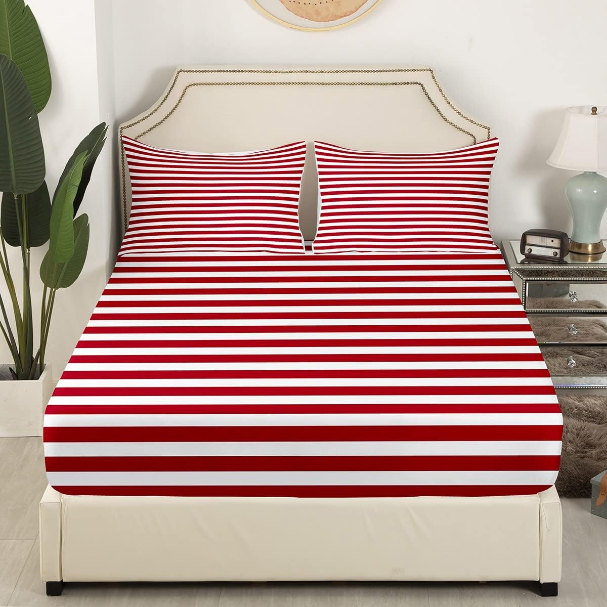 Erosebridal Girl Stripe Bed Sheet Set King Size