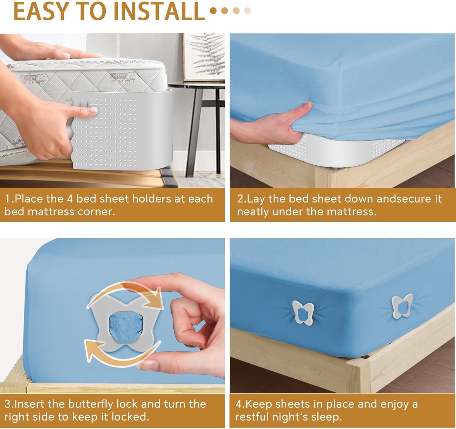 Ayadon Bed Sheet Holders for Corner with Sheet Locks