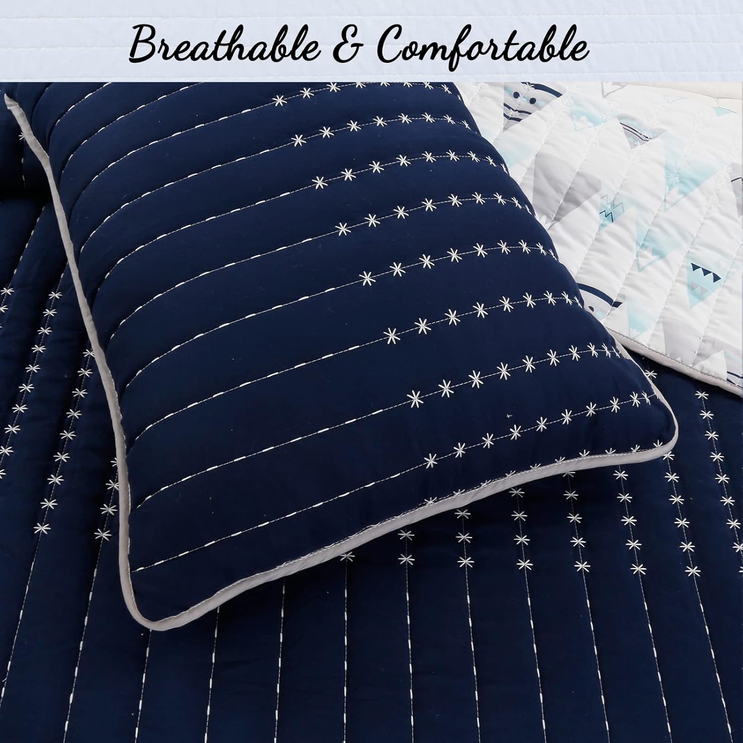 Cozy Line Summit Blue Snowy Alps Reversible Quilt Set