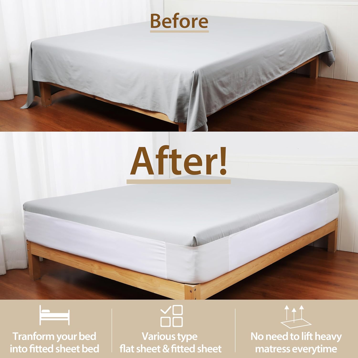 ALLFULL Fitted Sheet Straps for Full Mattress