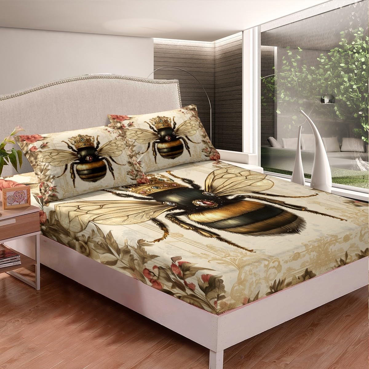 Castle Fairy Honey Bee Fitted Sheet Set Full Size 4 Pcs