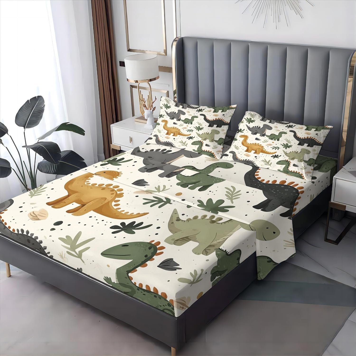 OmErsa Twin XL Dinosaur Bedding Set