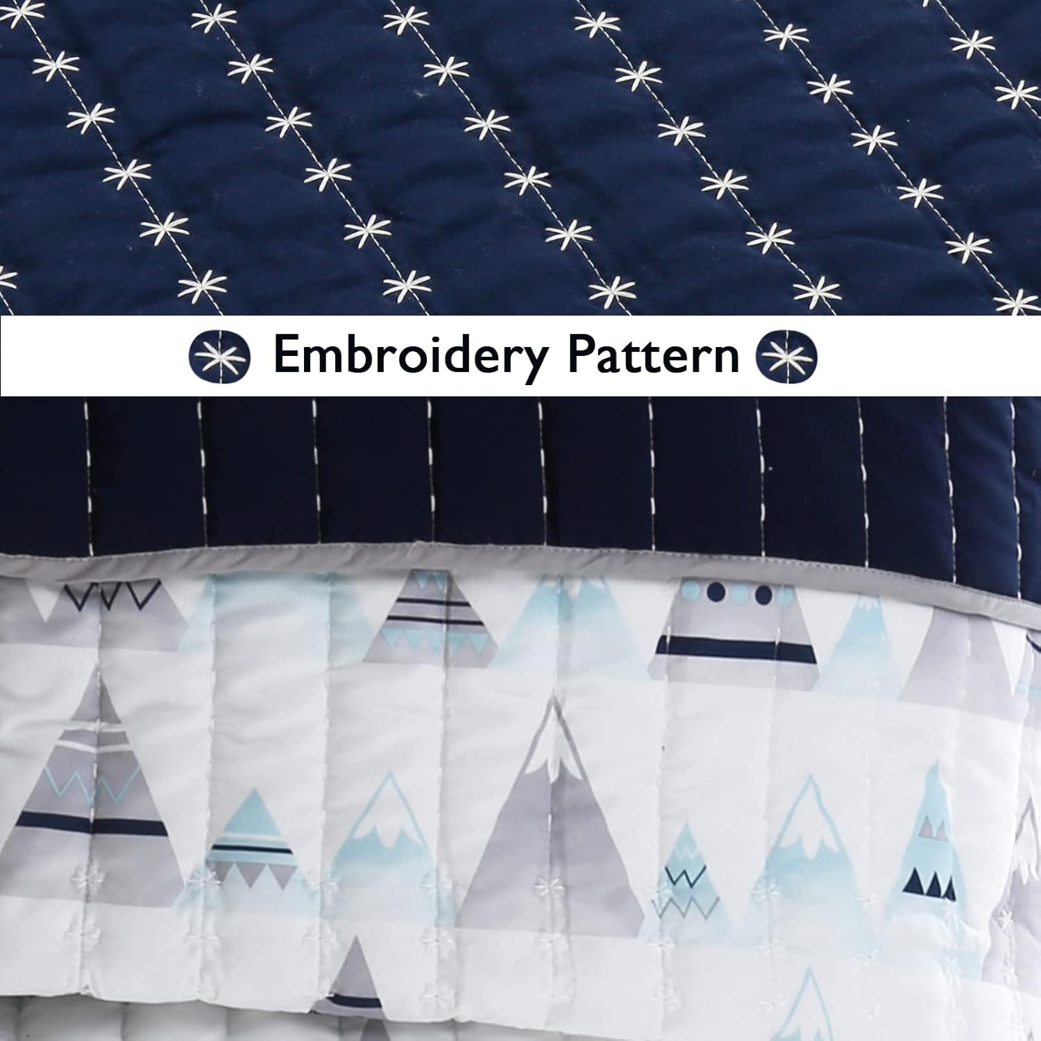 Cozy Line Summit Blue Snowy Alps Reversible Quilt Set