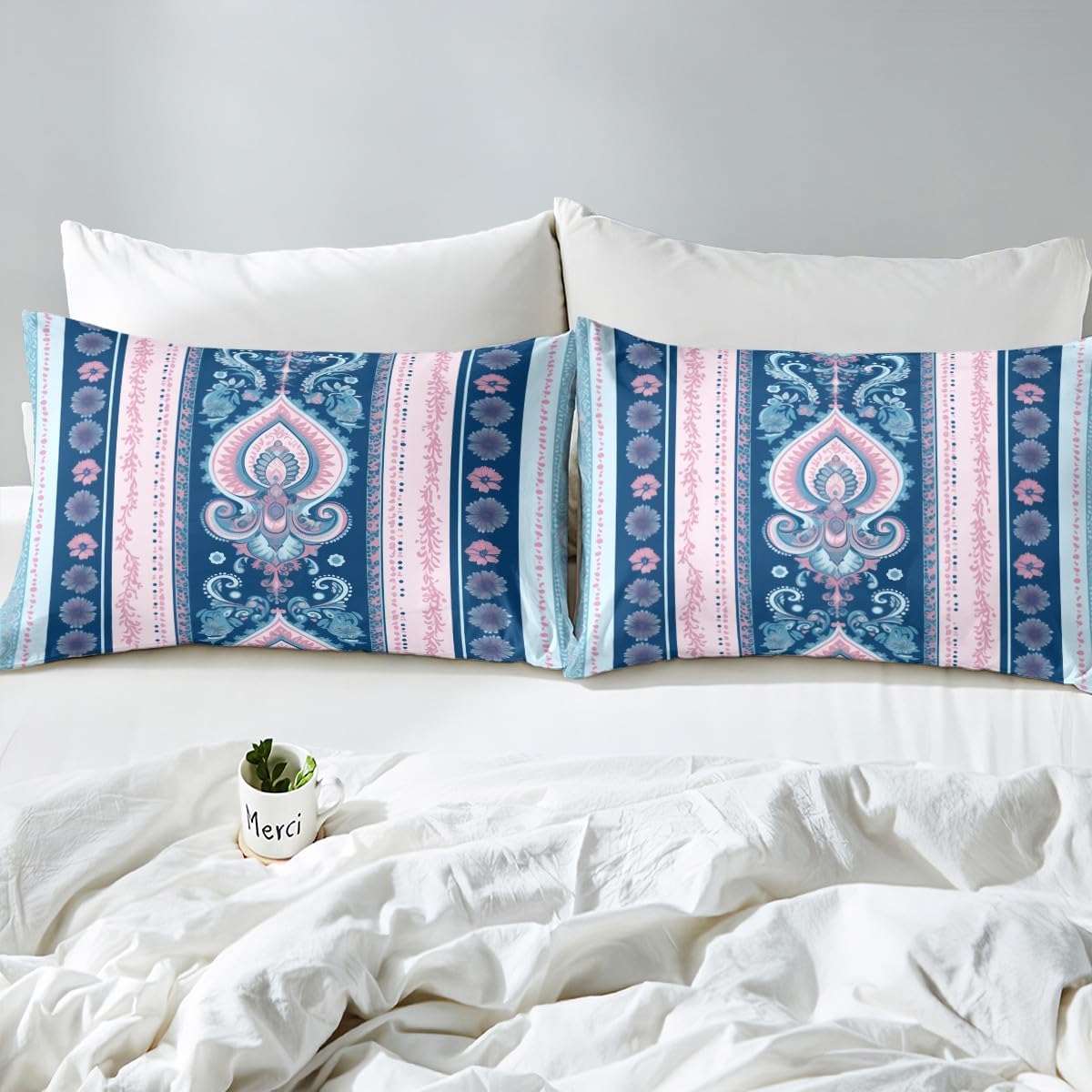 Erosebridal Lavender Paisley Twin Sheet Set