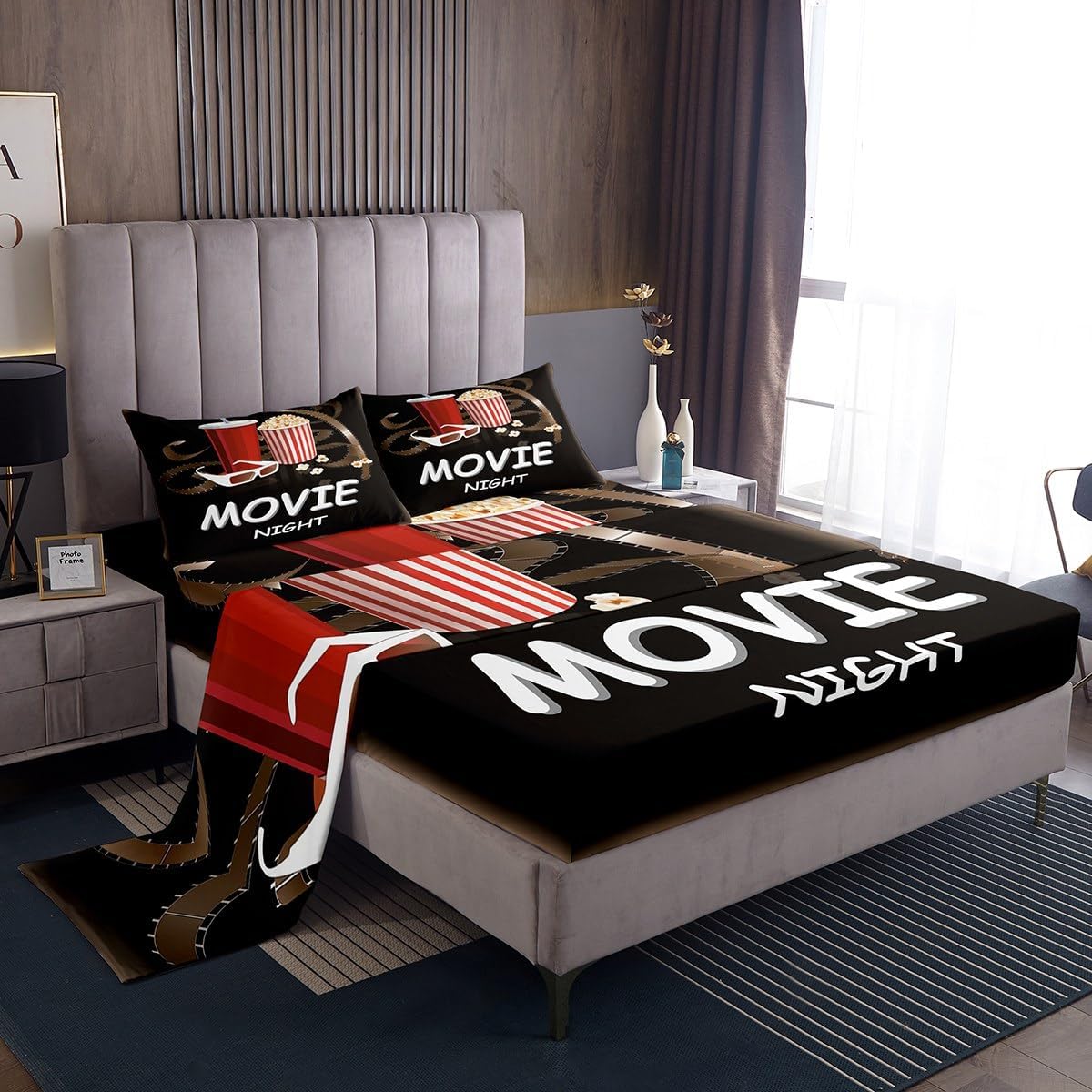 Feelyou King Size Movie Theater Bed Sheet Set for Kids