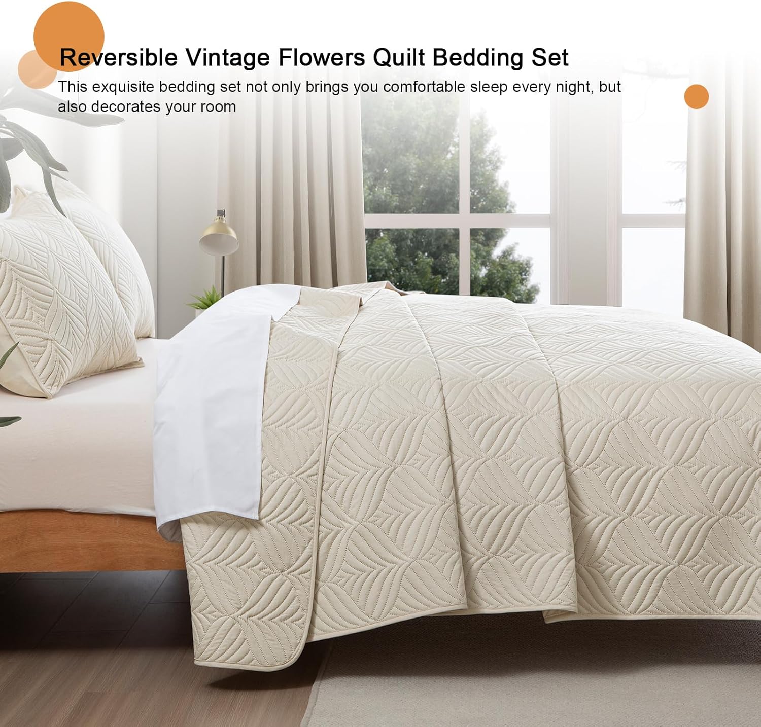 Whale Flotilla Brich Beige King Quilt Set