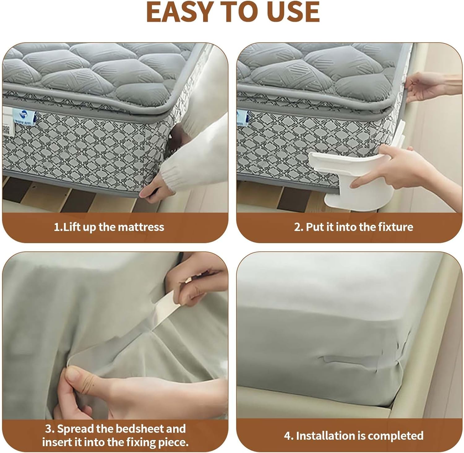 REBLEU Bed Sheet Holders 4Pack - Heavy Duty White Sheet Clips