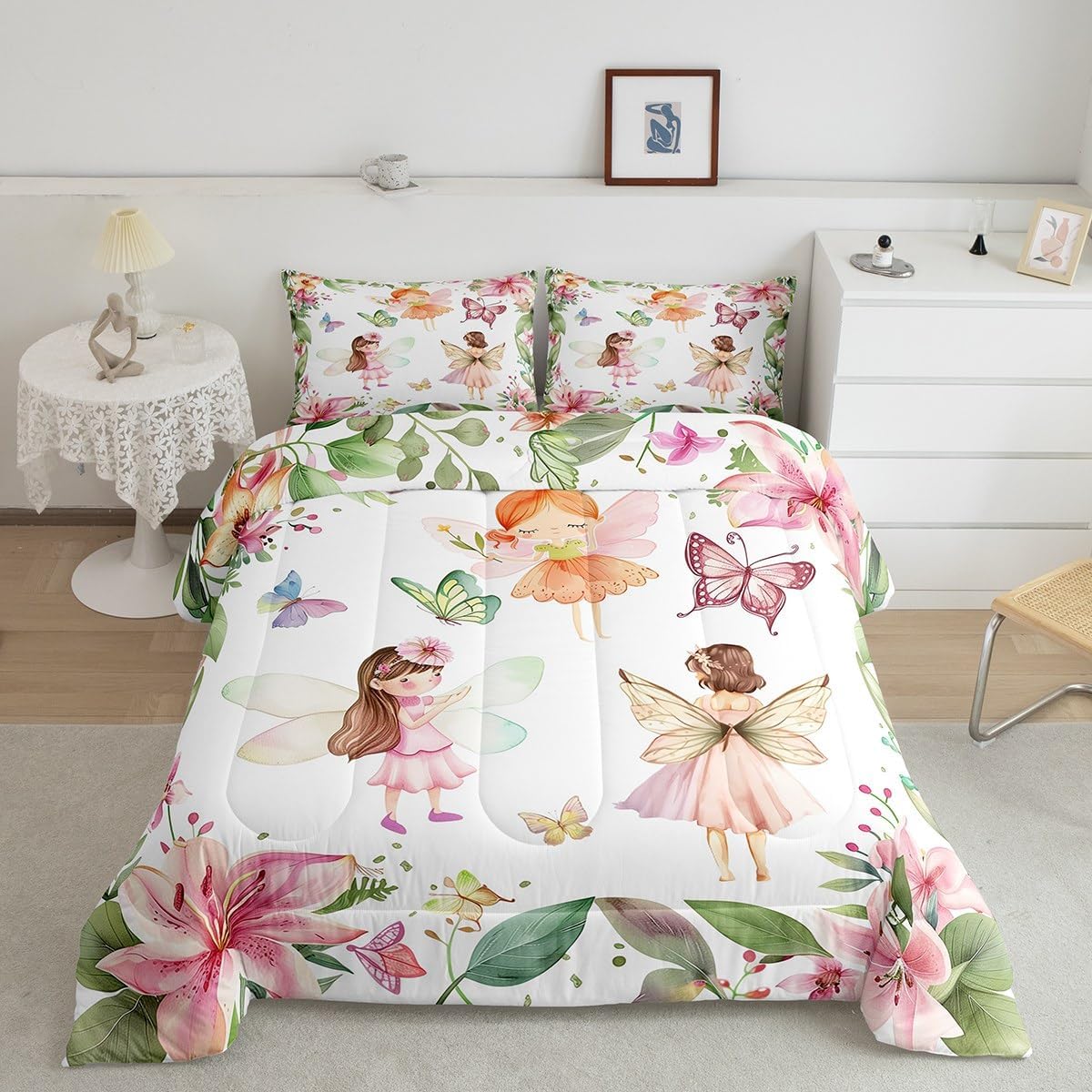 Erosebridal Fairy Garden Queen Comforter Set