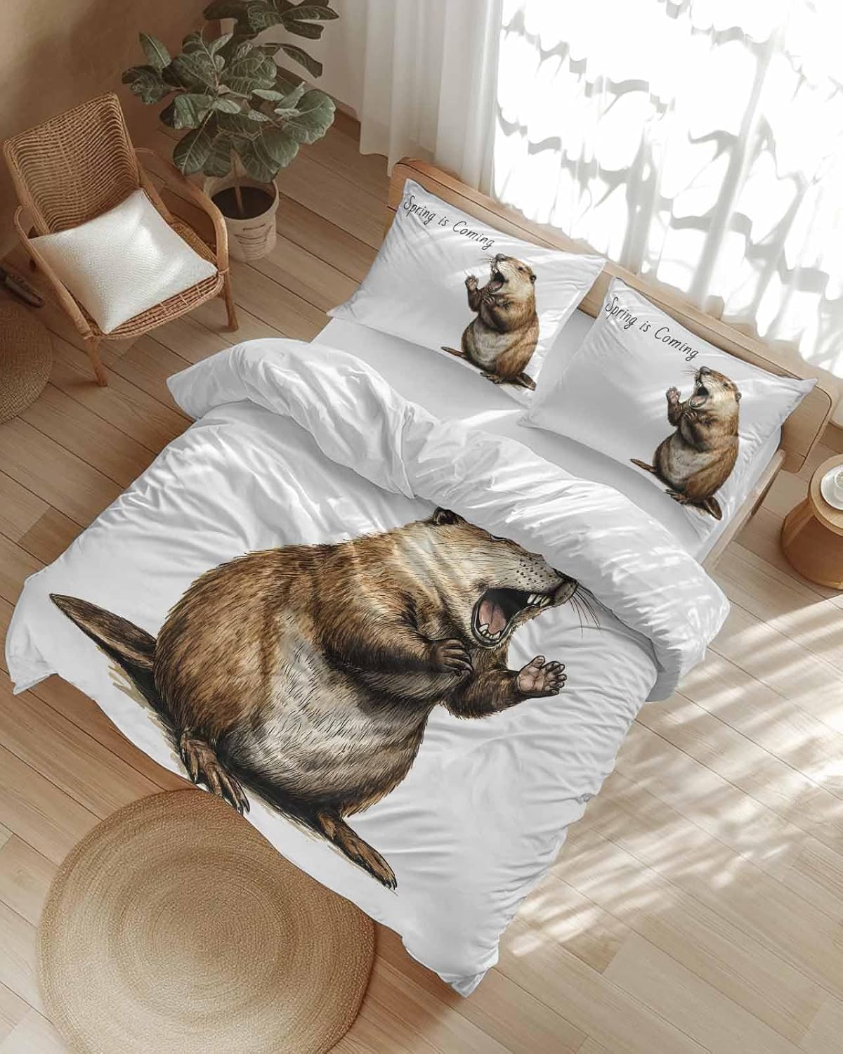 Happy Groundhog Day Duvet Cover Queen Set 3 Piece