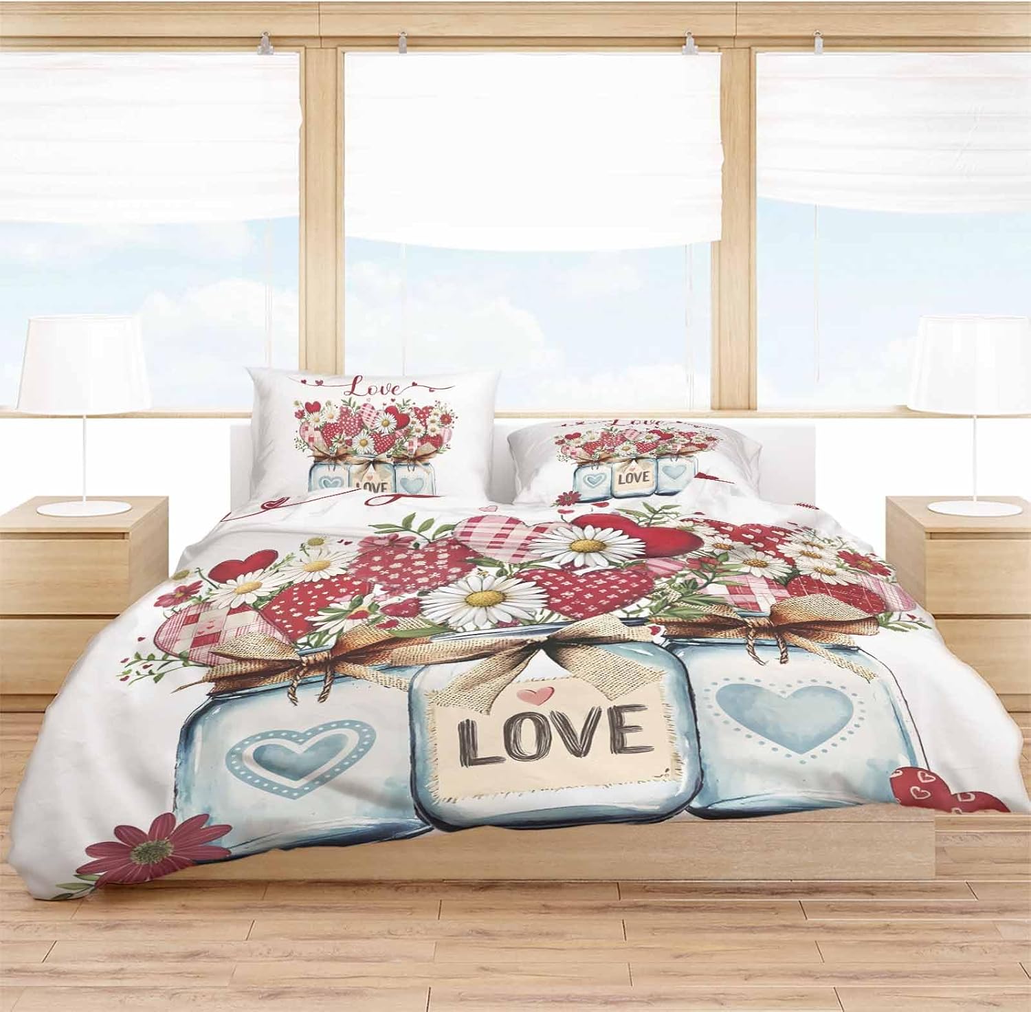 ZOE GARDEN Valentines Bed Duvet Cover Set Queen Size 1