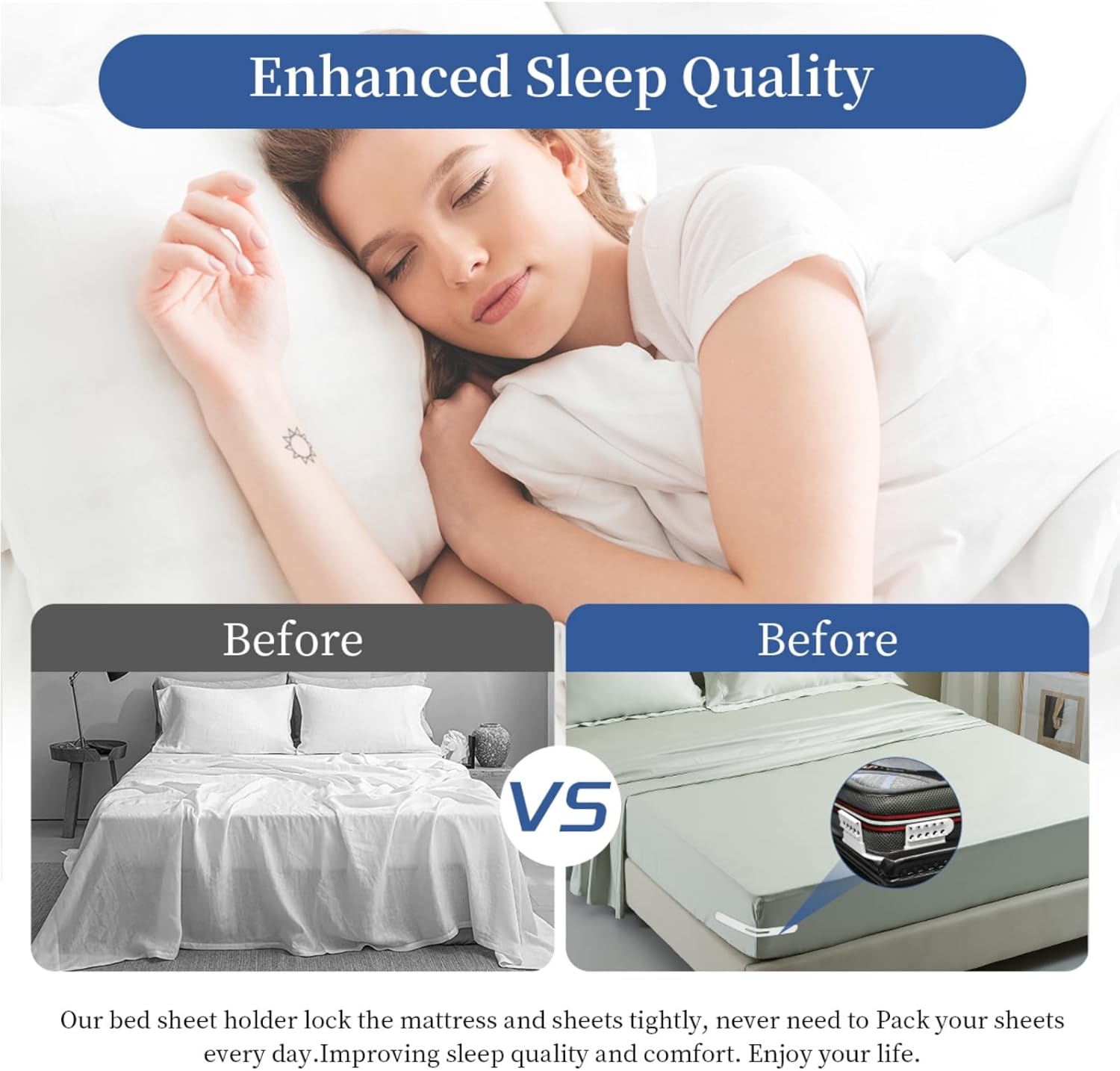KTBLVFN Bed Sheet Clips for Firm Fit and Easy Setup