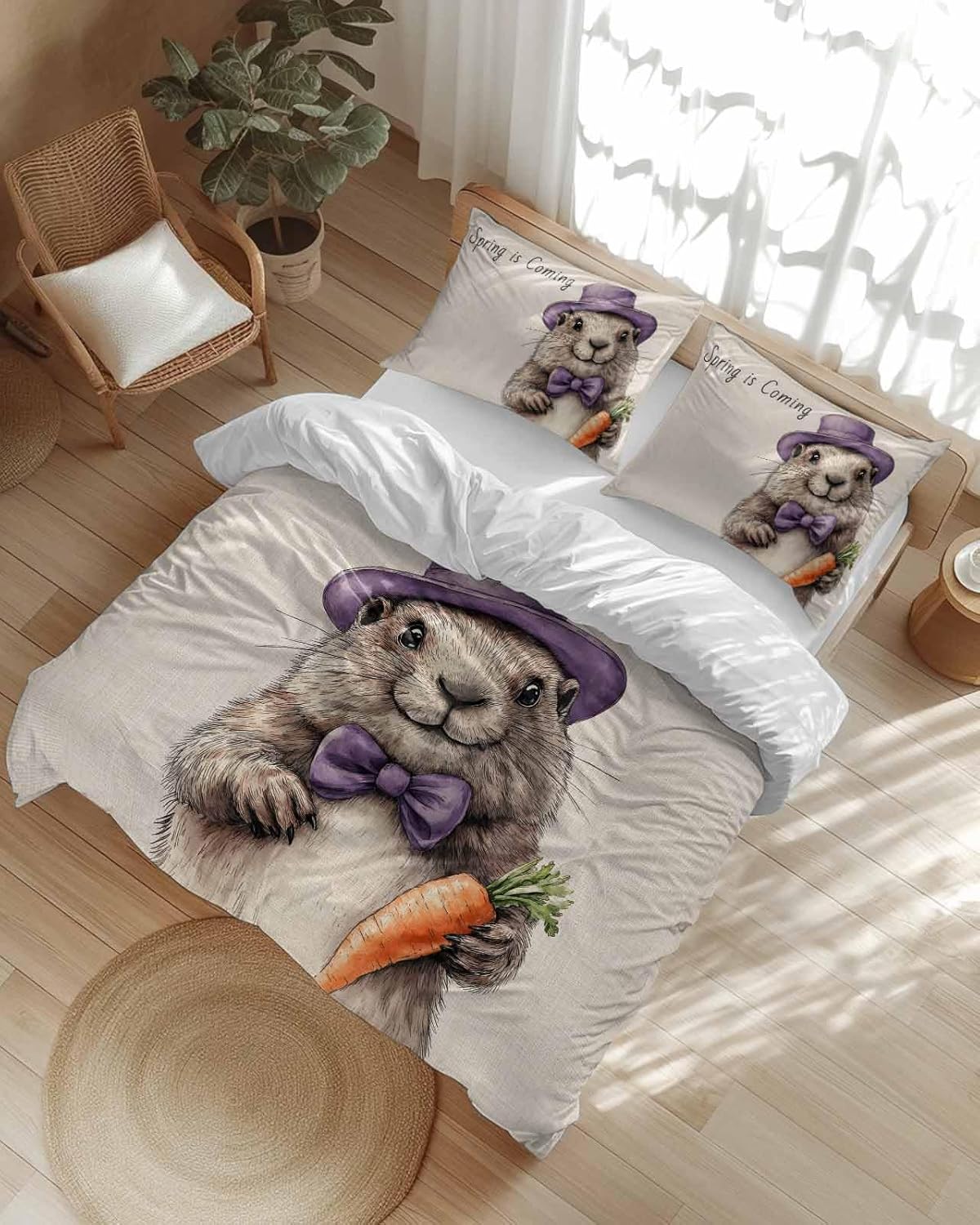 ZOE GARDEN Happy Groundhog Day Duvet Cover Set 1