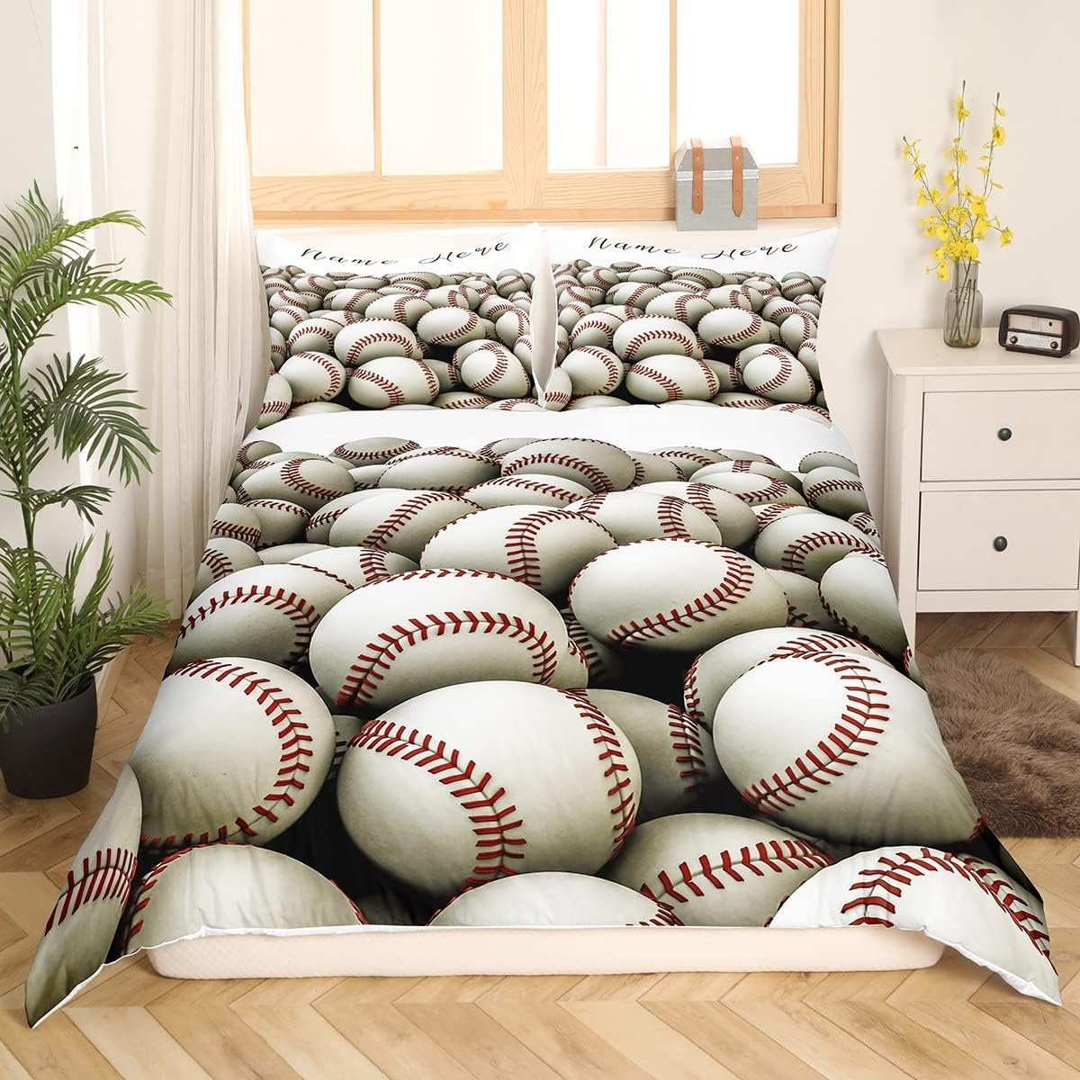Personalized 3D Baseballs Duvet Set Twin Size