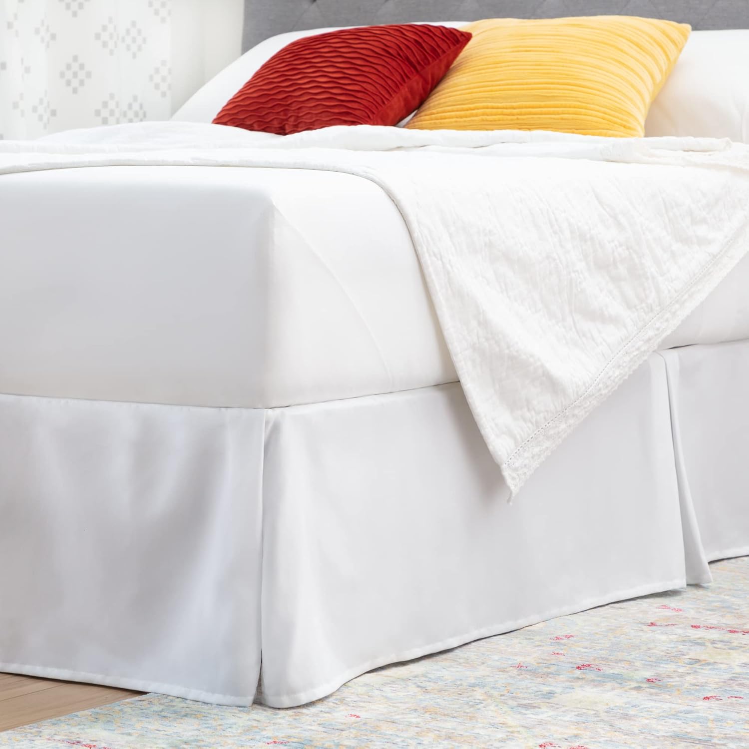 Linenspa 14 Inch Wrinkle Resistant Bed Skirt Twin White