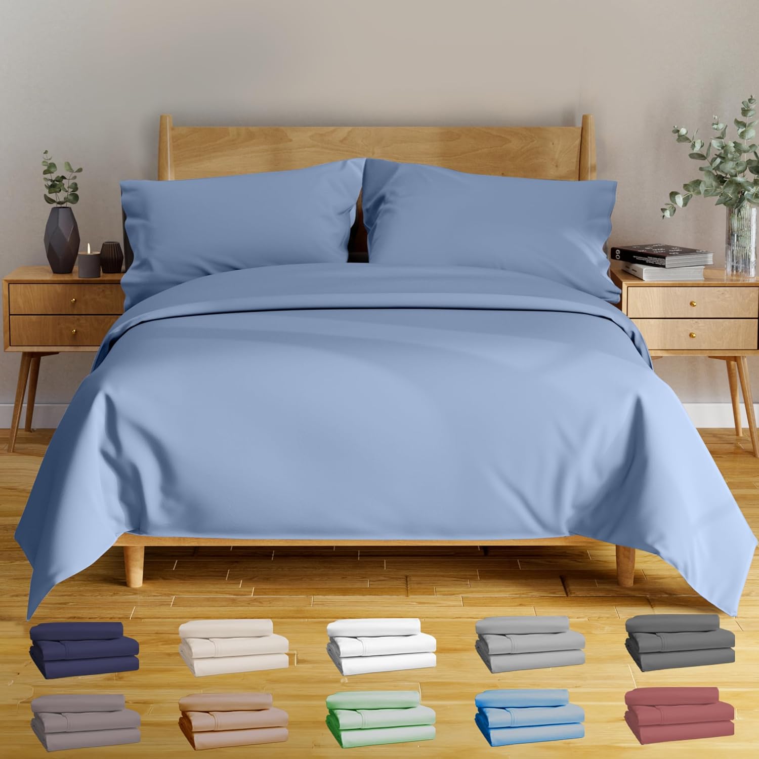 BAMPURE Luxury Bamboo Queen Sheet Set - Super Soft Cooling 100 Viscose