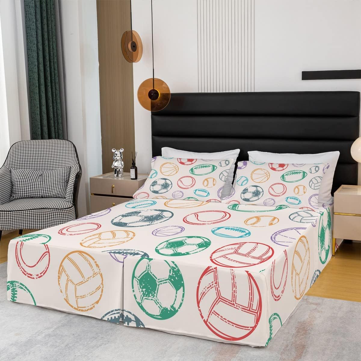 Feelyou Full Size Baseball Bed Skirt with 15 Inch Drop 1