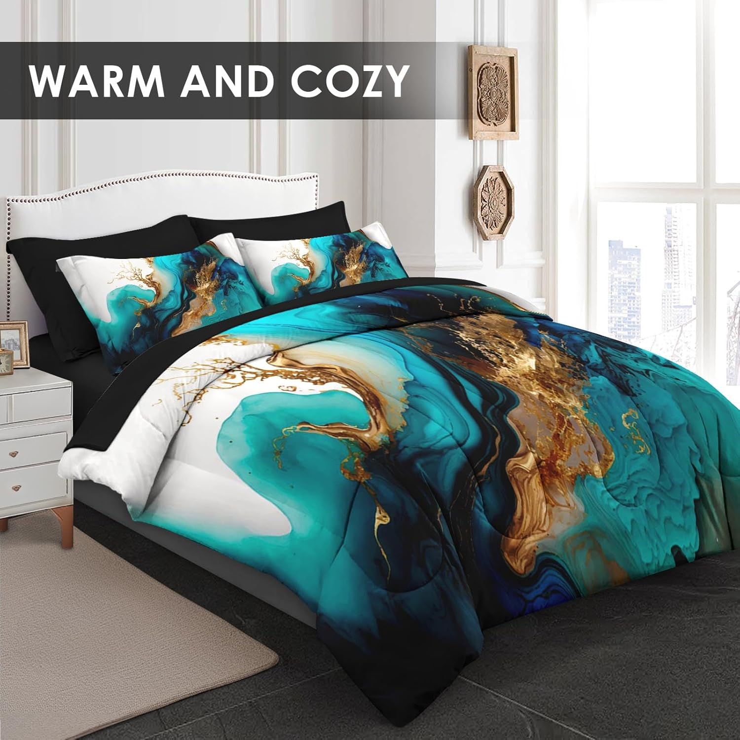 Pamnest Mint Green Comforter Set Queen 7 Pcs