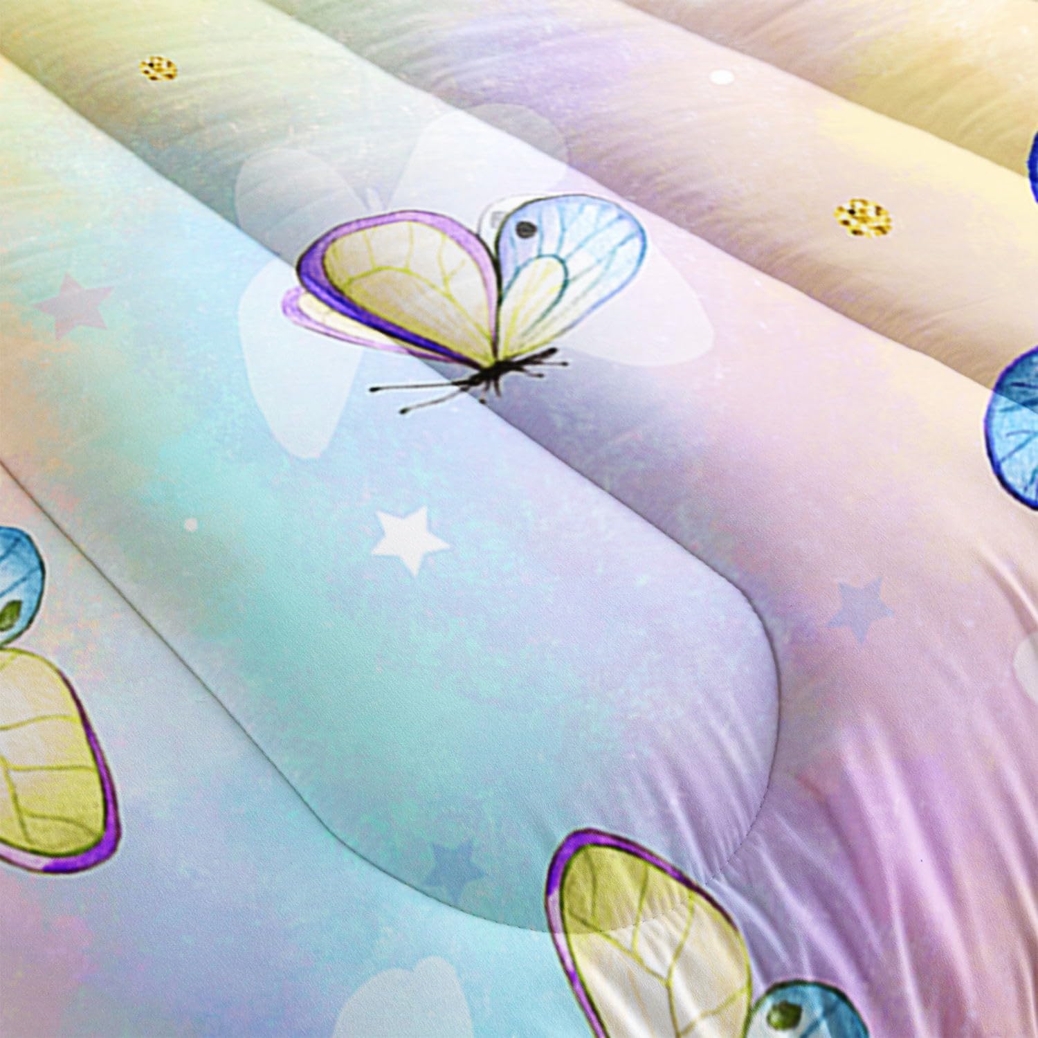 TWhours Kids Comforter Set with Butterflies Pattern