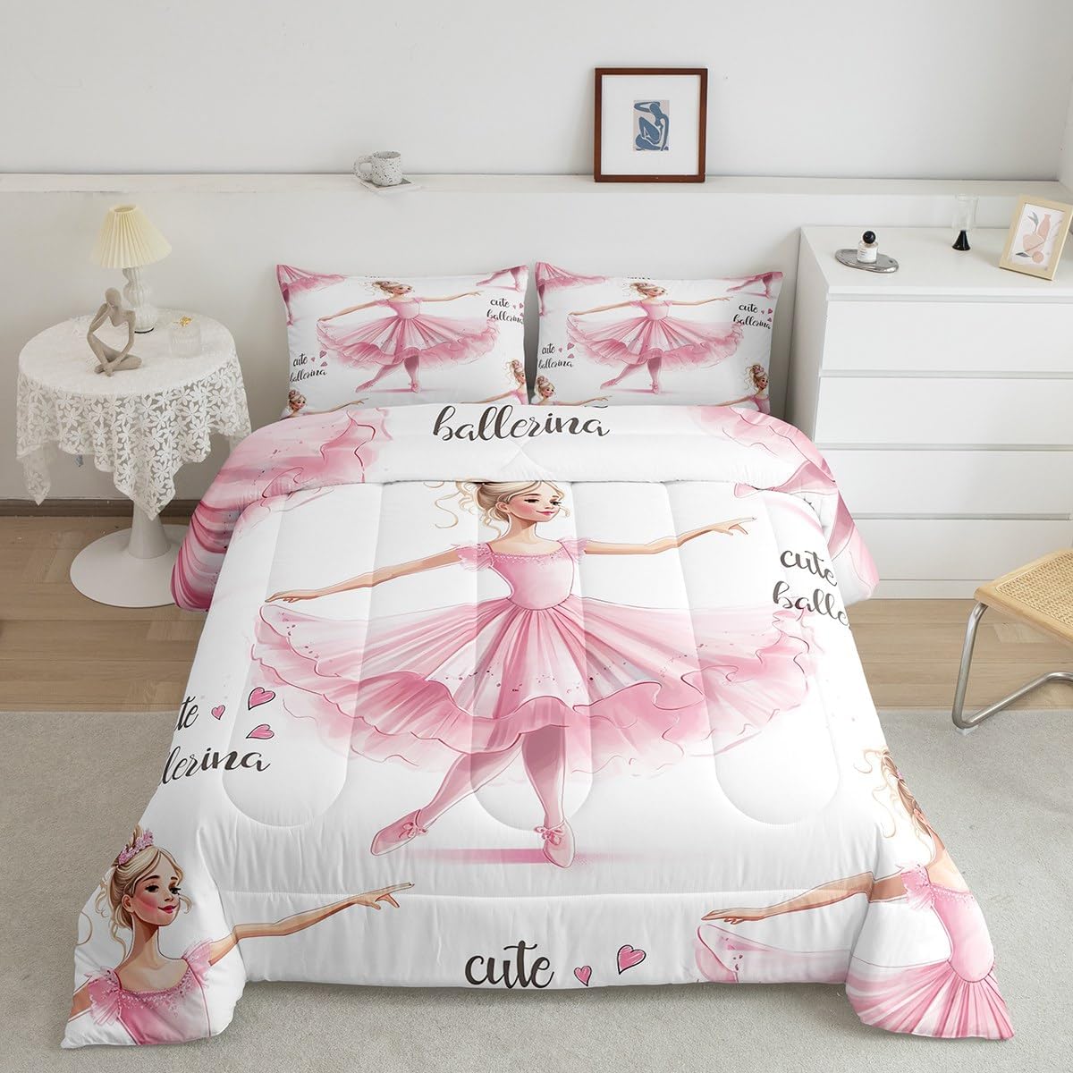 Erosebridal Cute Kawaii Princess Comforter Set 3 Piece
