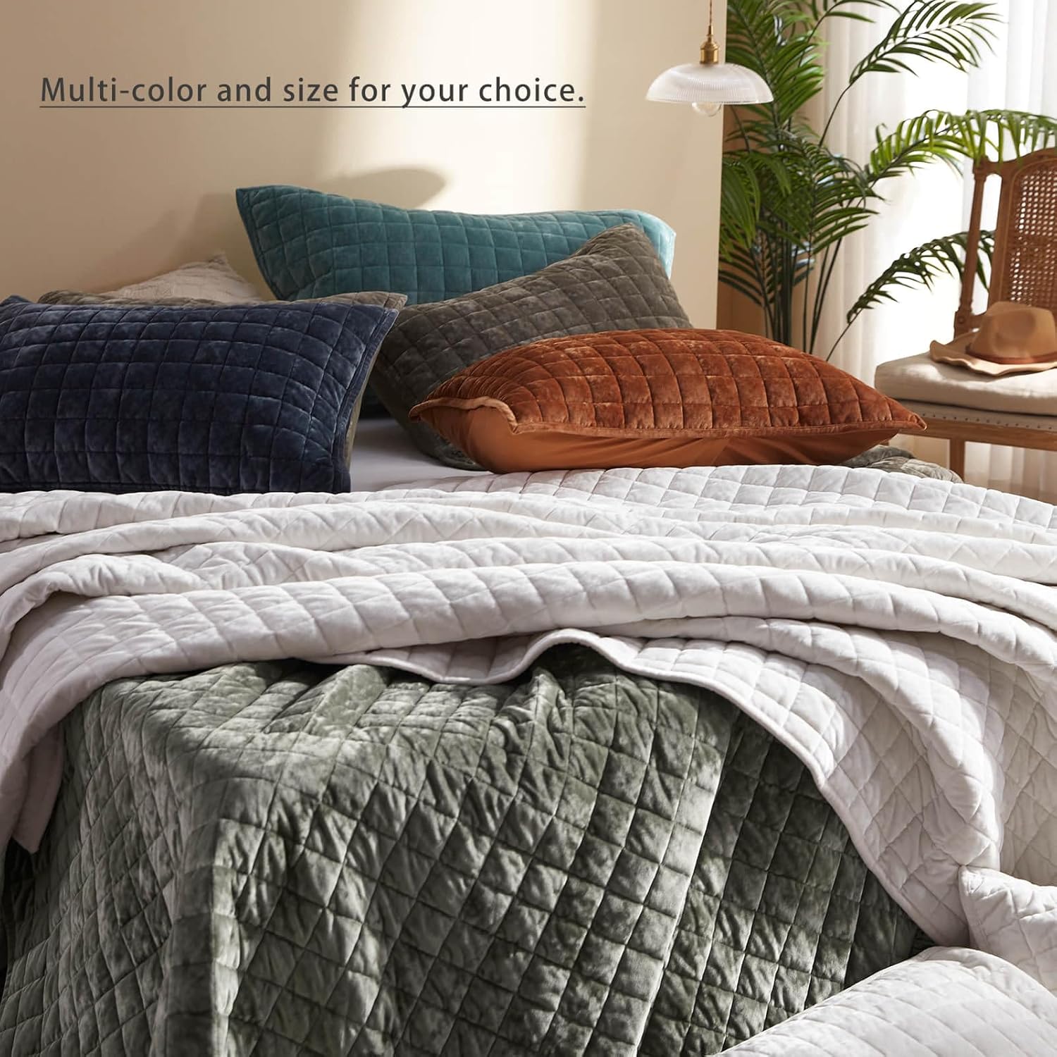 LEAONME Velvet Quilt King Size 98x106 Set