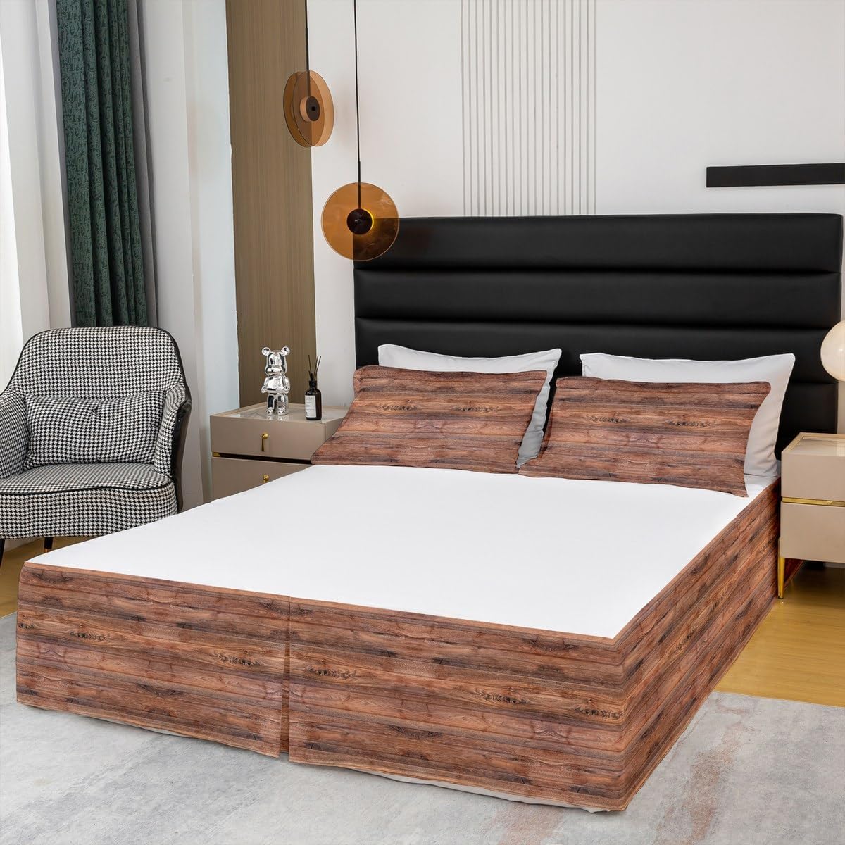 Feelyou Wood Bed Skirt King Size 15 Inch Drop