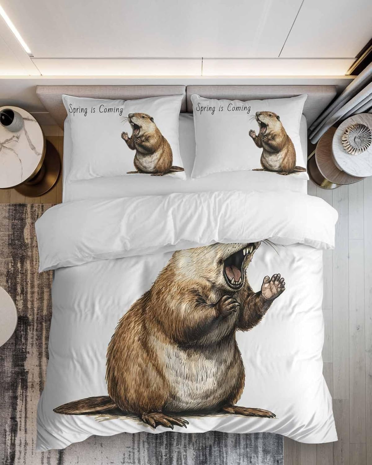 Happy Groundhog Day Duvet Cover Queen Set 3 Piece