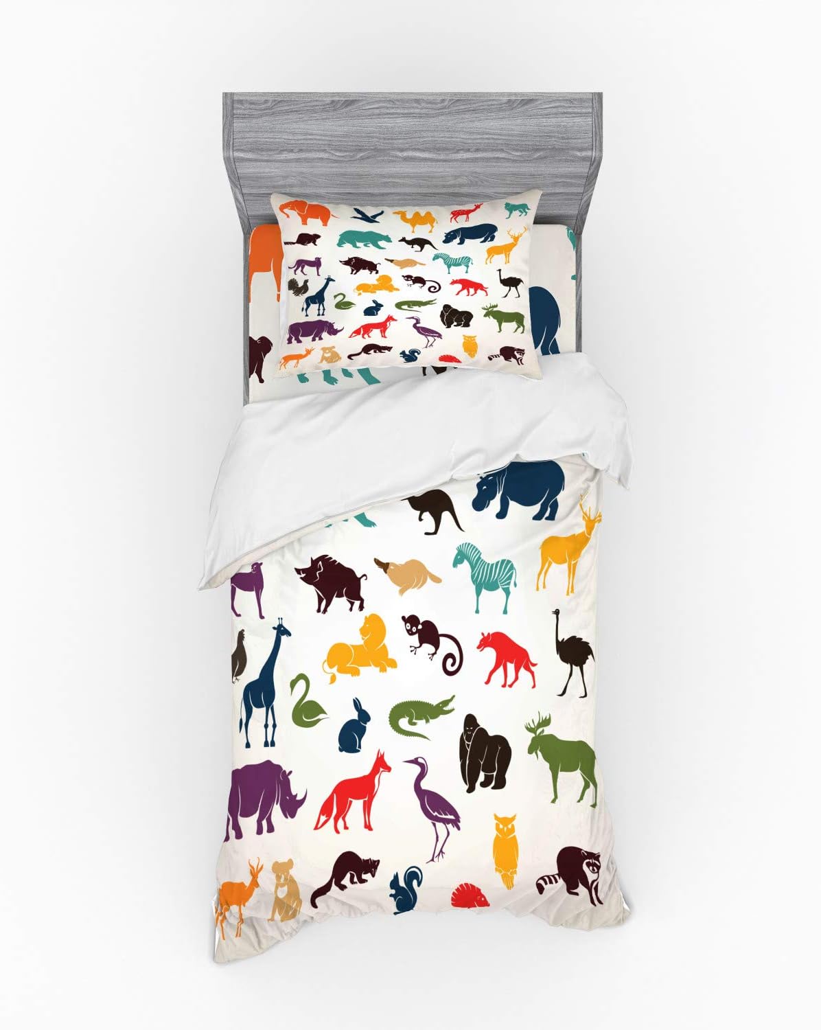 Ambesonne Zoo Duvet Cover Set Twin Size 3 Piece